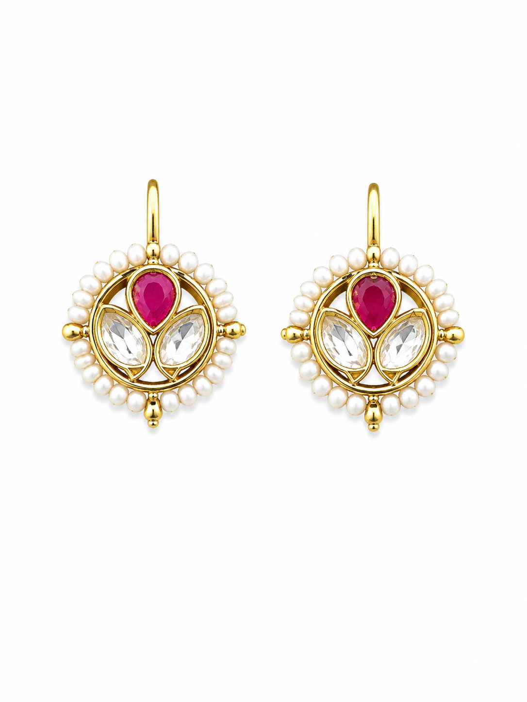 Kundan and Pearl Drop Earrings