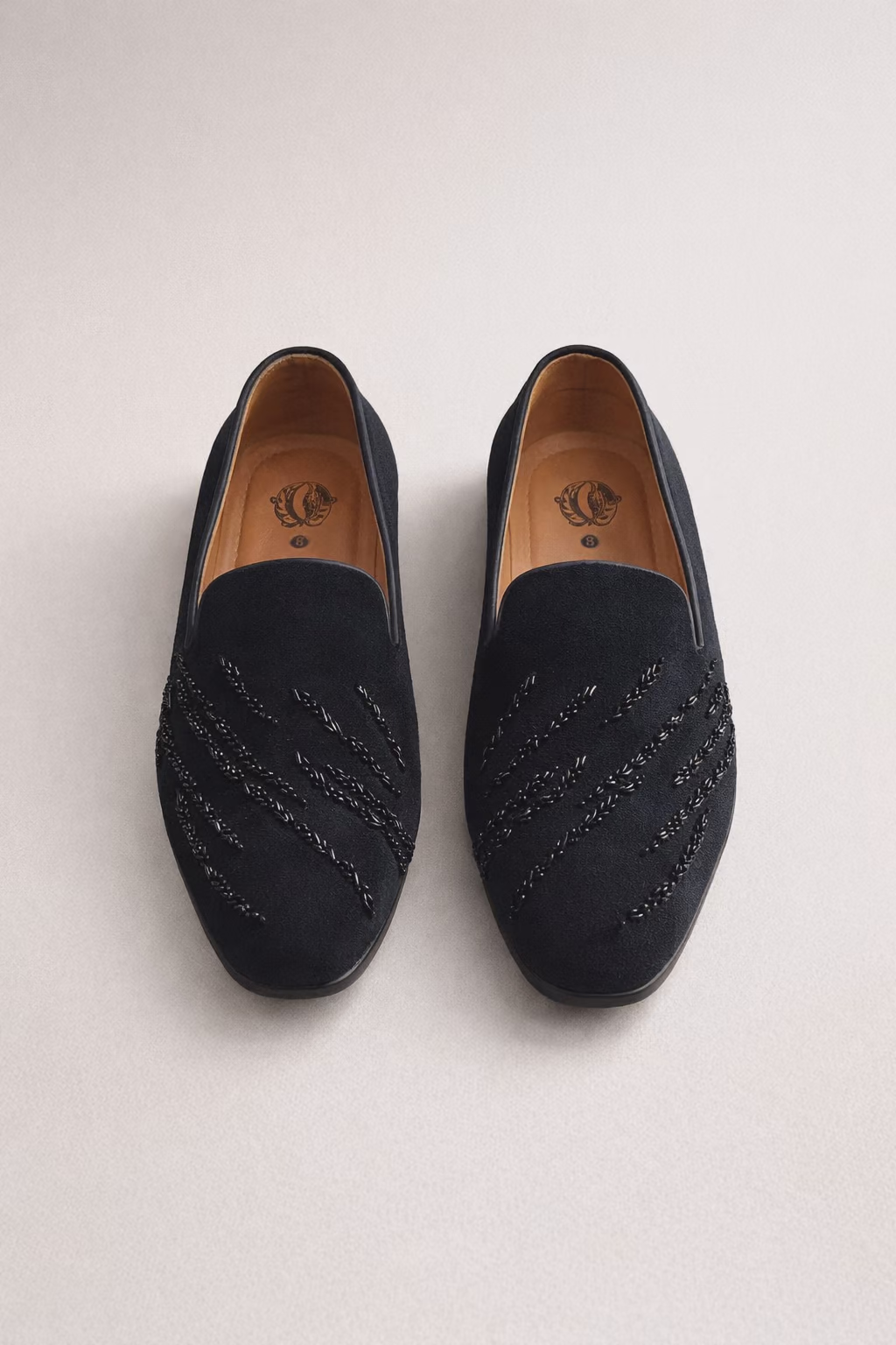Embroidered Black Suede