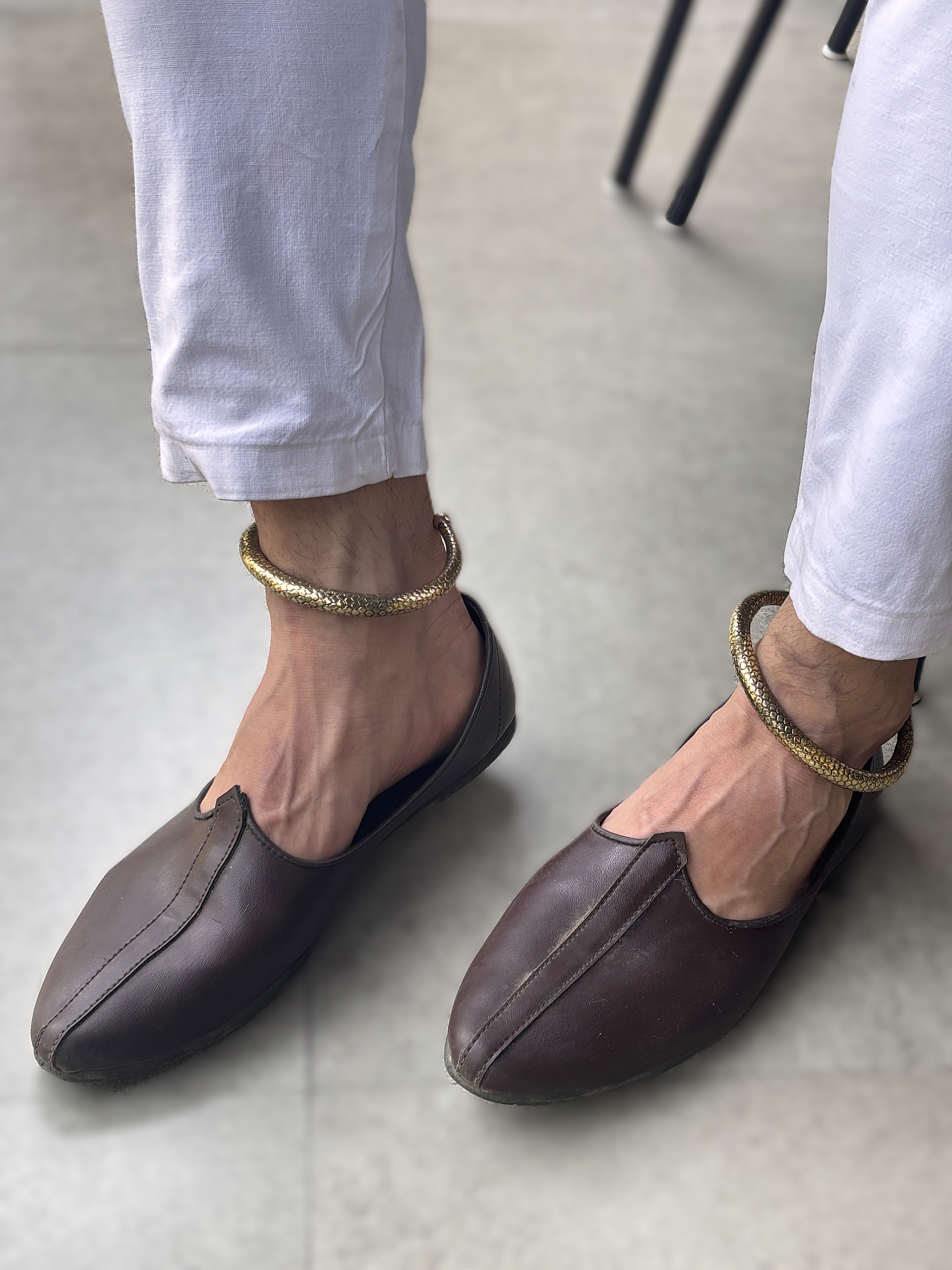 German Silver Copper Plated Kada Anklet Pair for Men