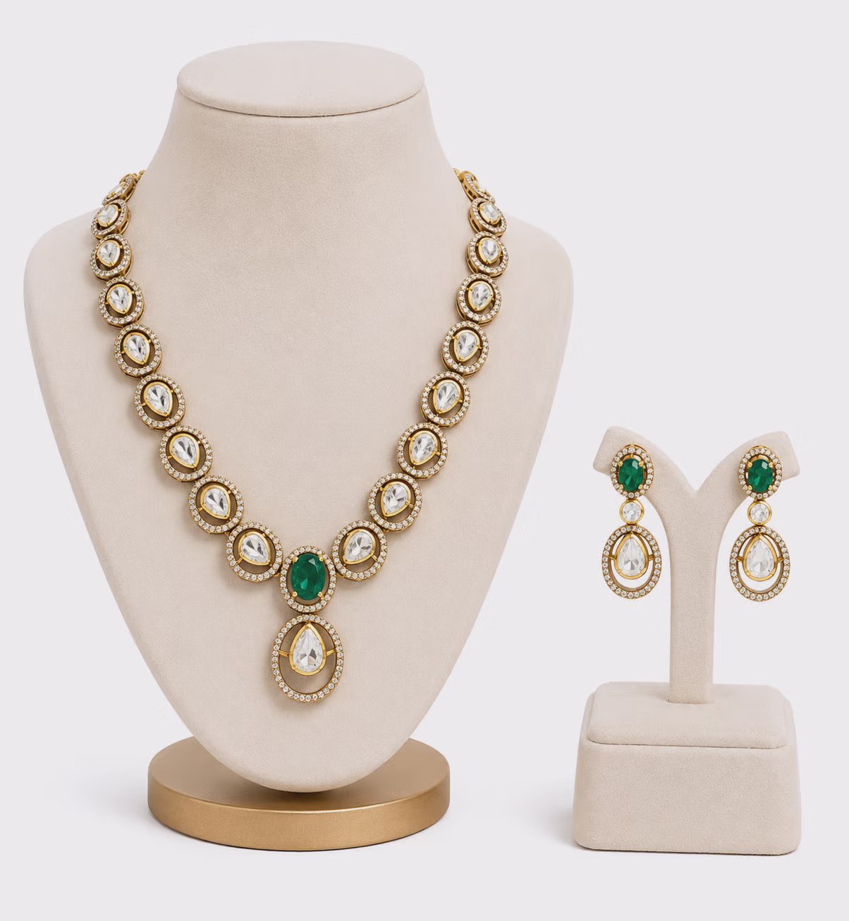 Gold and Green Kundan Necklace Set