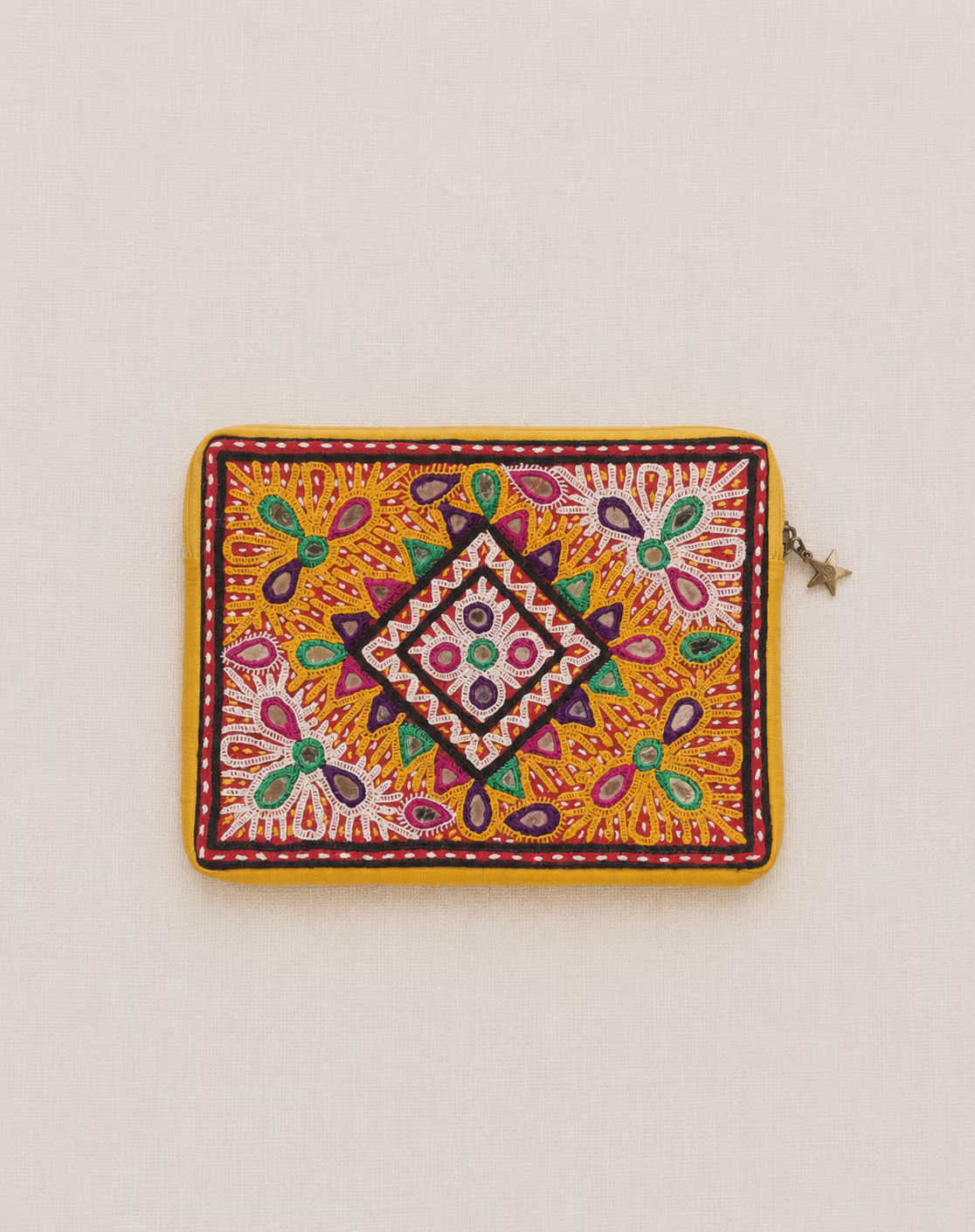Multicolour Embroidered Cotton Clutch