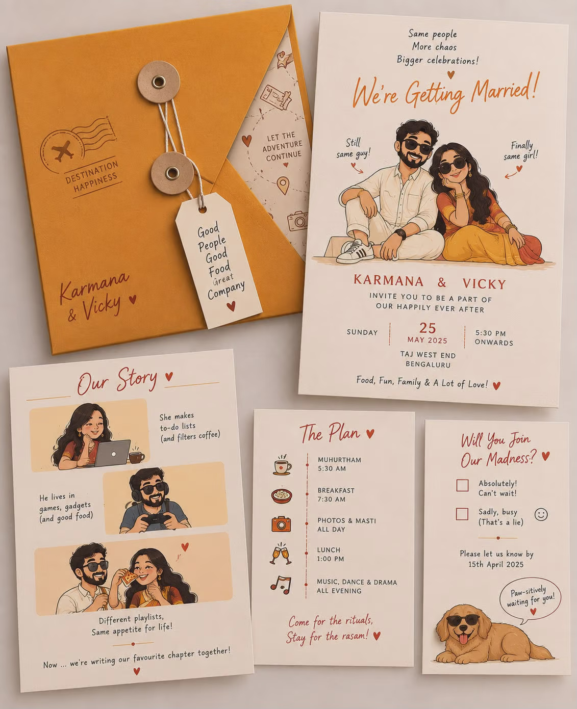 Illustrated Wedding Invitation Set