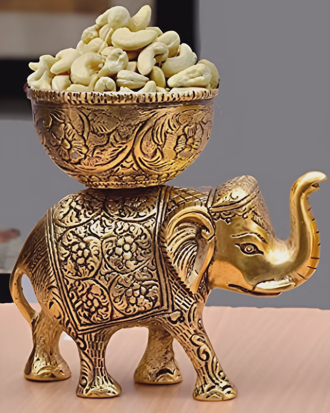 Handcrafted Brass Elephant Decorative Bowl Stand