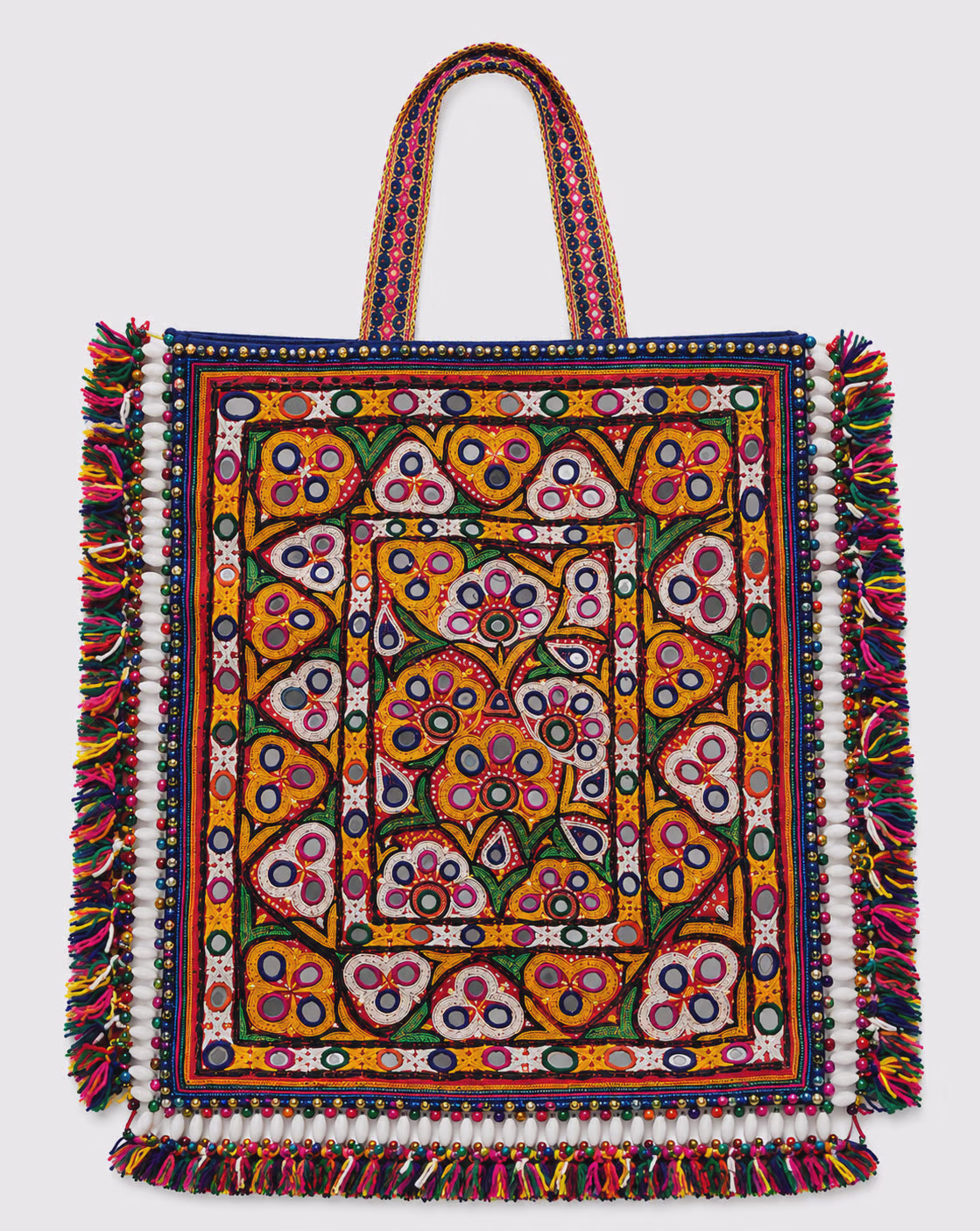 Multicolour Embroidered Mirror Work Tote Bag