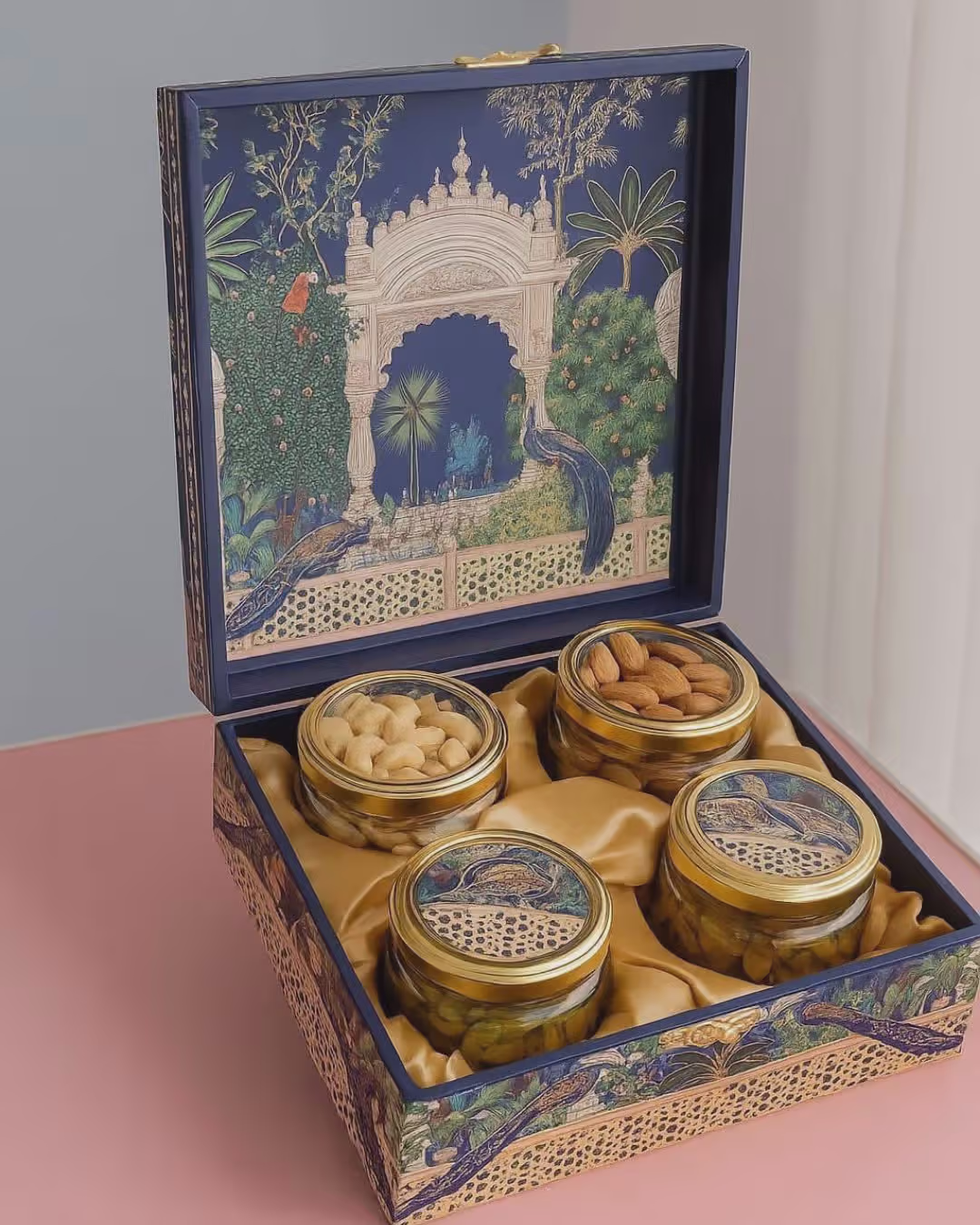 Regal Peacock Motif Dry Fruit Gift Box