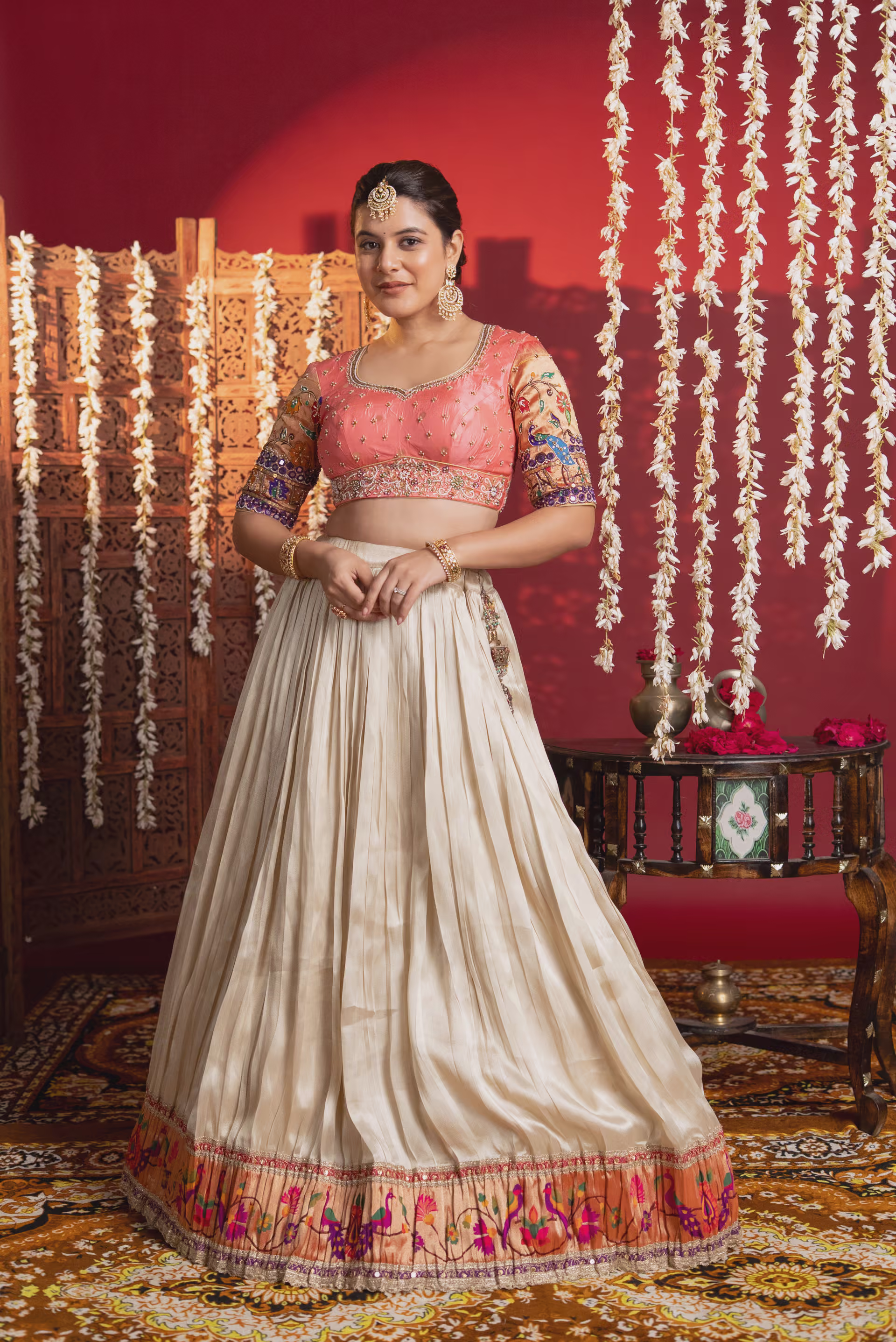 Peach Paithani Handwork Blouse
