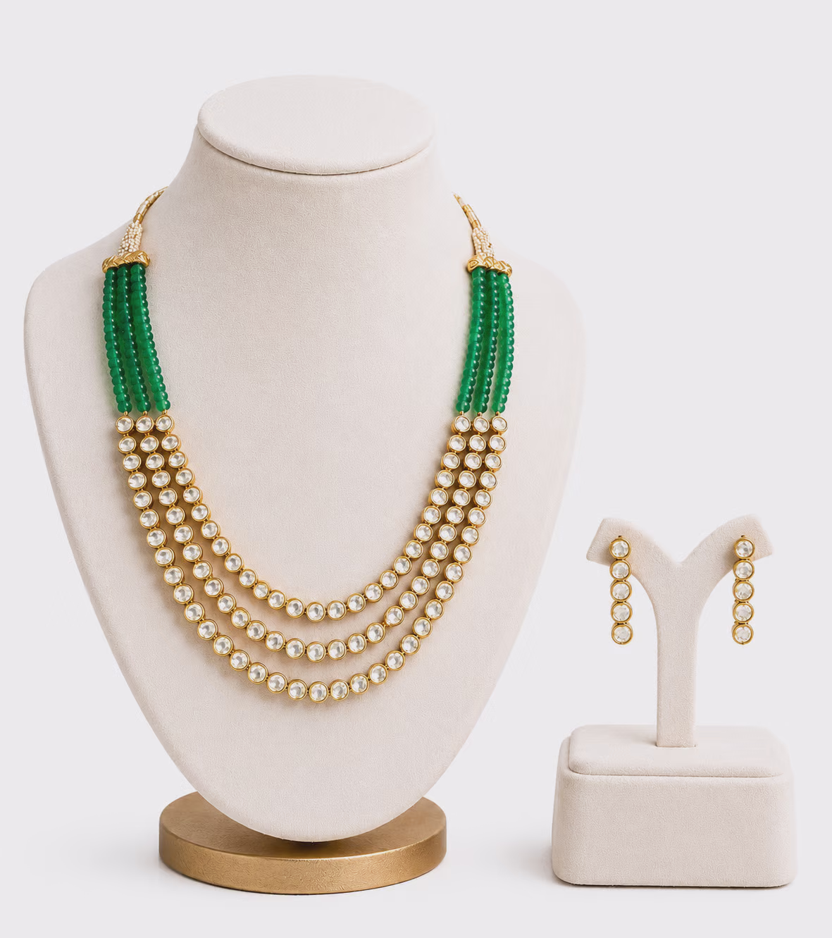 Green and Gold Kundan Necklace Set