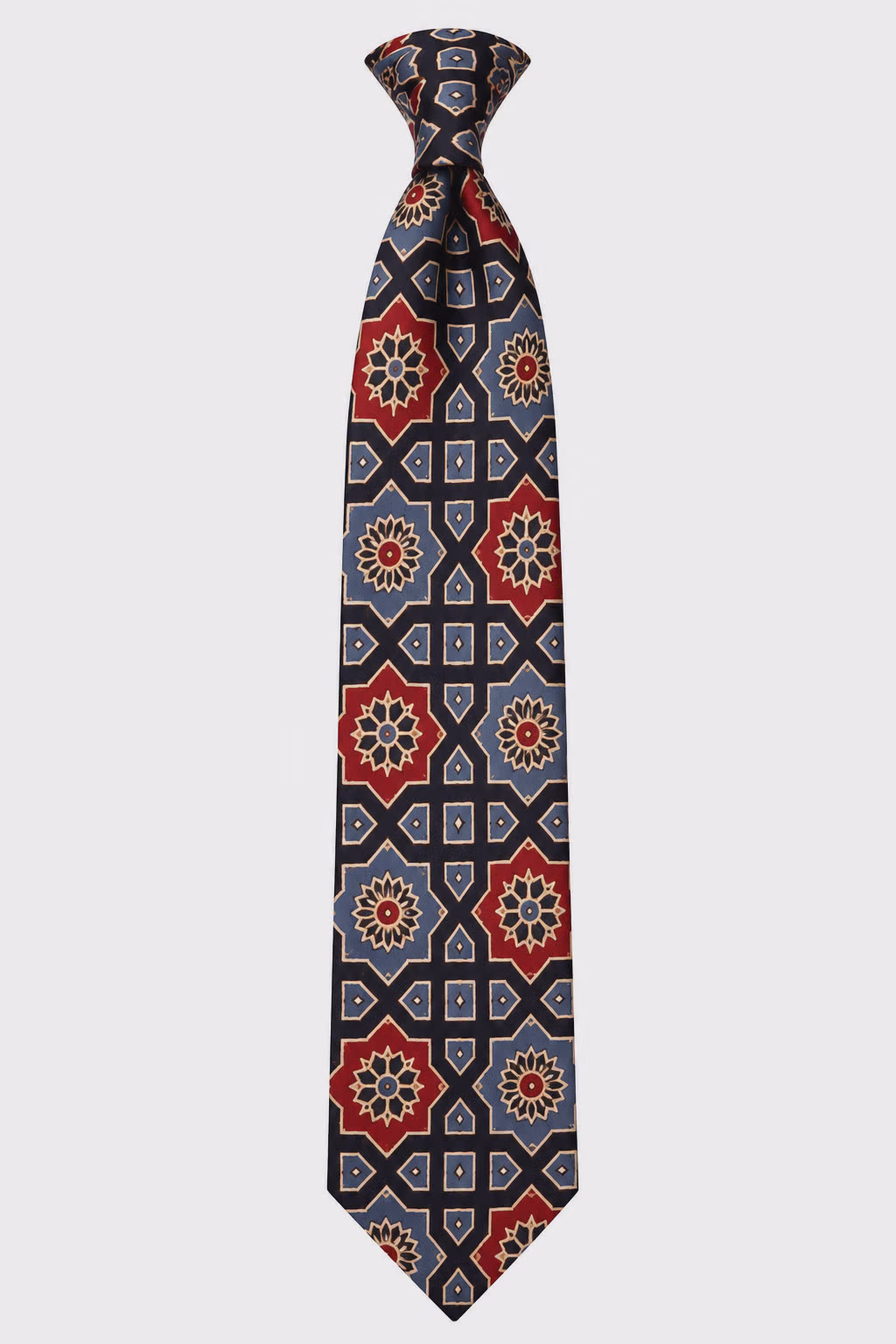 Geometric Patterned Silk Necktie