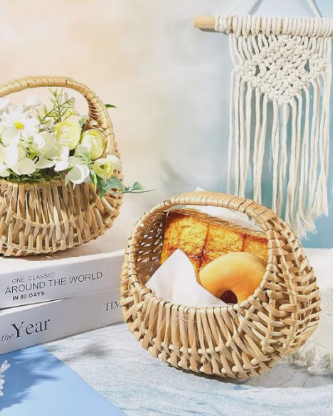 Handwoven Round Rattan Basket