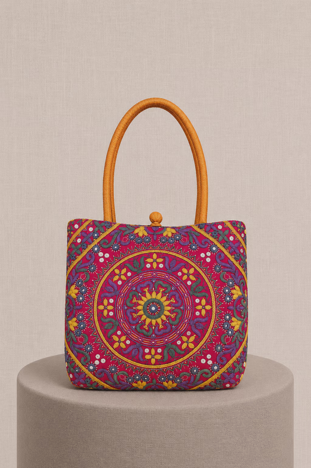 Multicolour Embroidered Fabric Tote Bag