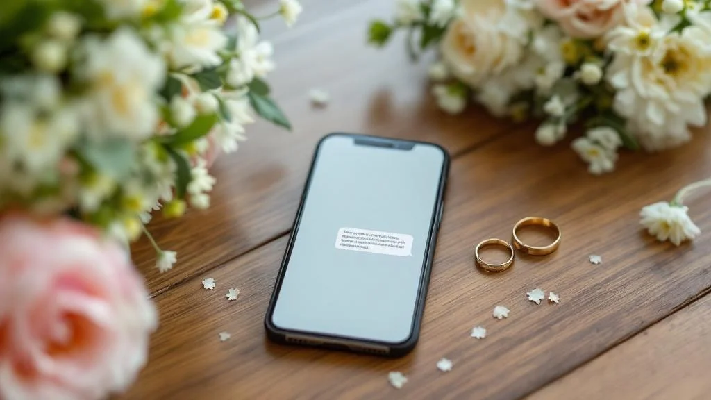 Celular mostrando un mensaje de WhatsApp con una invitación de matrimonio digital