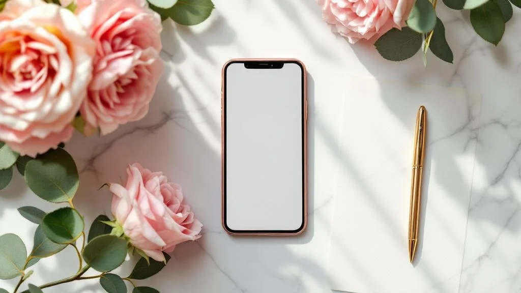 Parte de matrimonio digital mostrado en un celular con diseño elegante