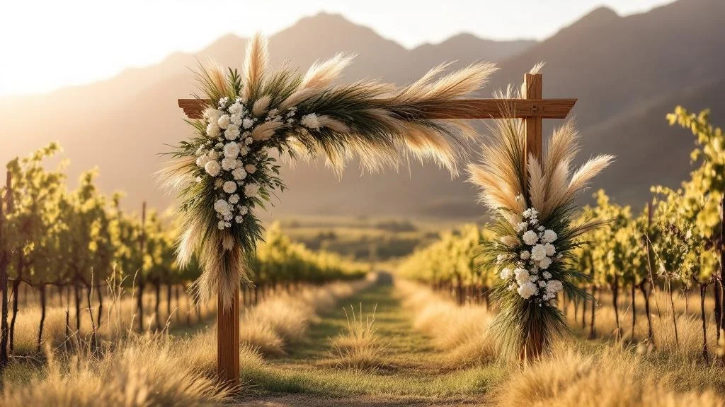 Matrimonio al aire libre en una viña de Chile con decoración moderna y natural