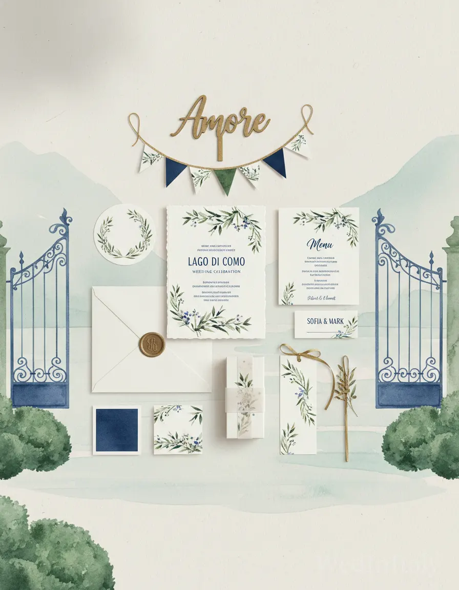 Lago di Como — illustrated wedding kit