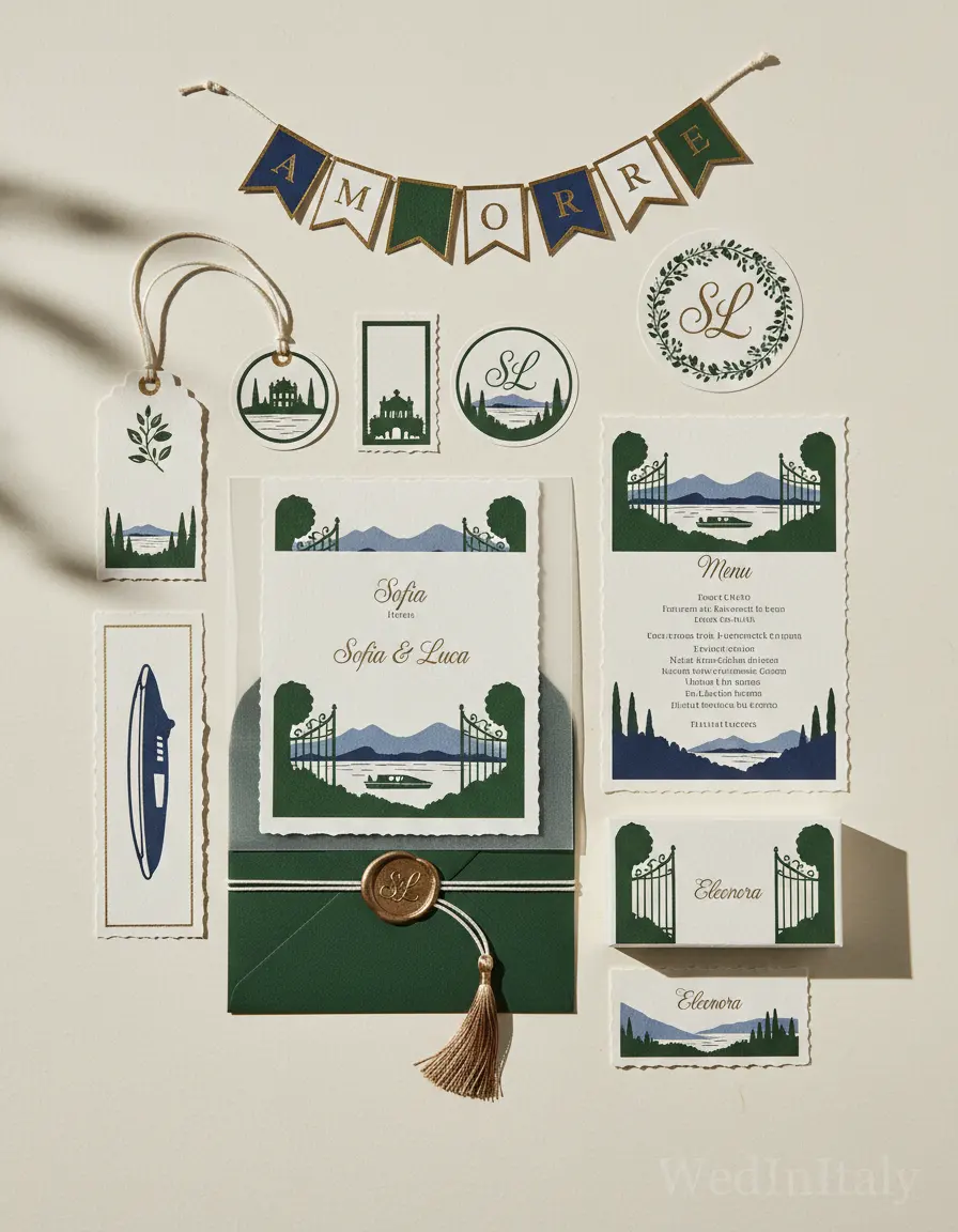 Silhouette ritagliata — Lago di Como wedding kit