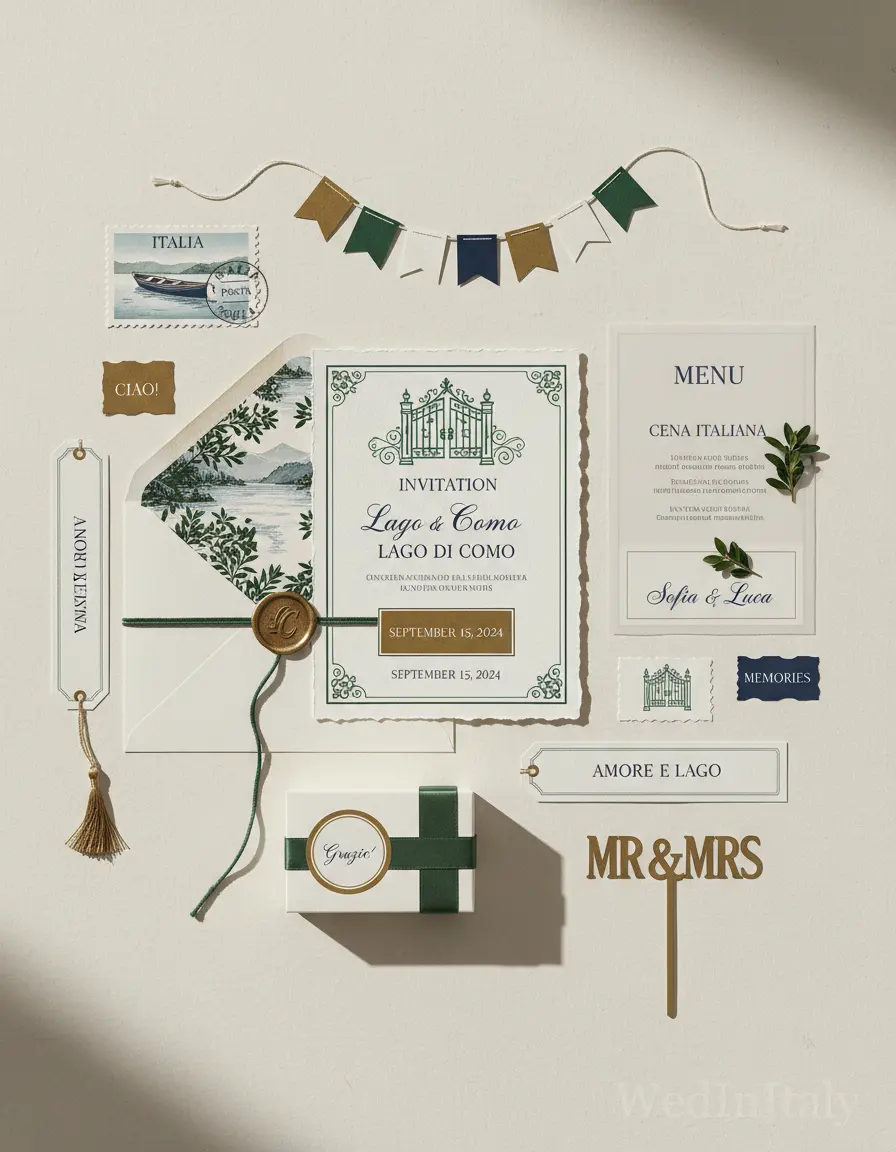 Cartolina vintage — Lago di Como wedding kit