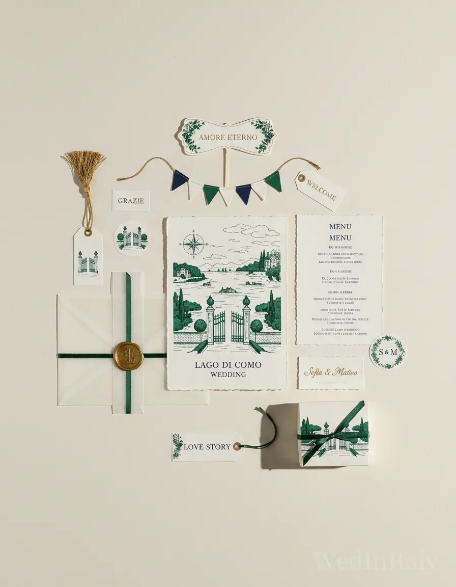 Mappa illustrata — Lago di Como wedding kit