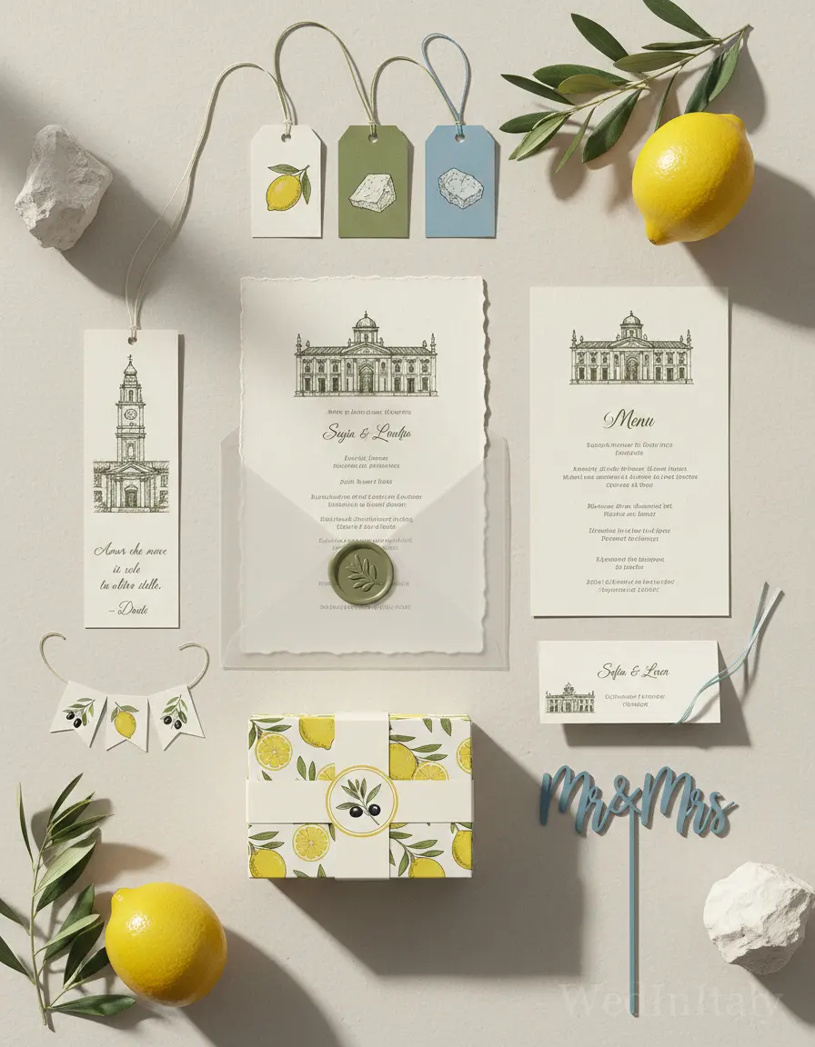 Schizzo a china — Lago di Garda wedding kit