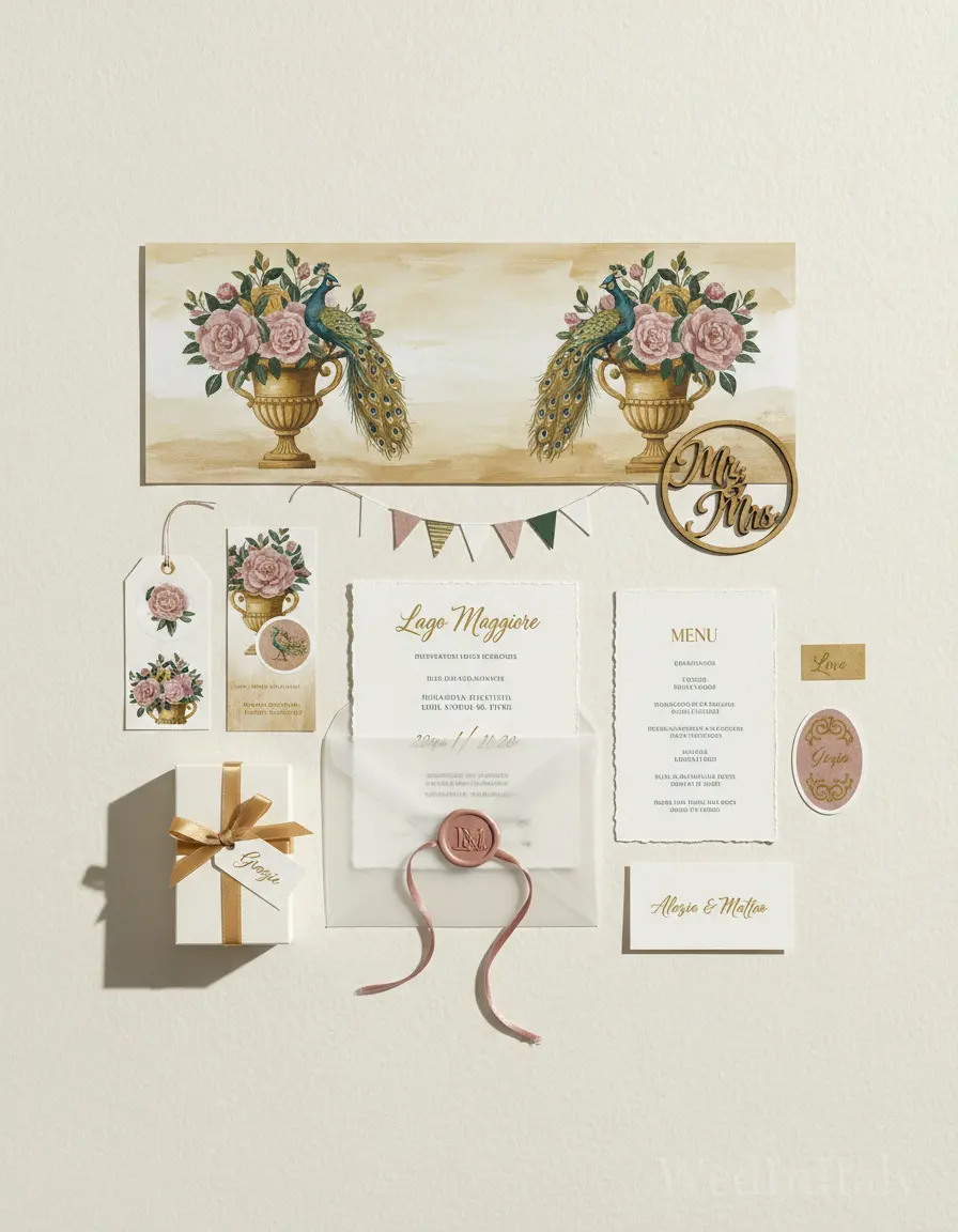 Gouache paesaggio — Lago Maggiore wedding kit