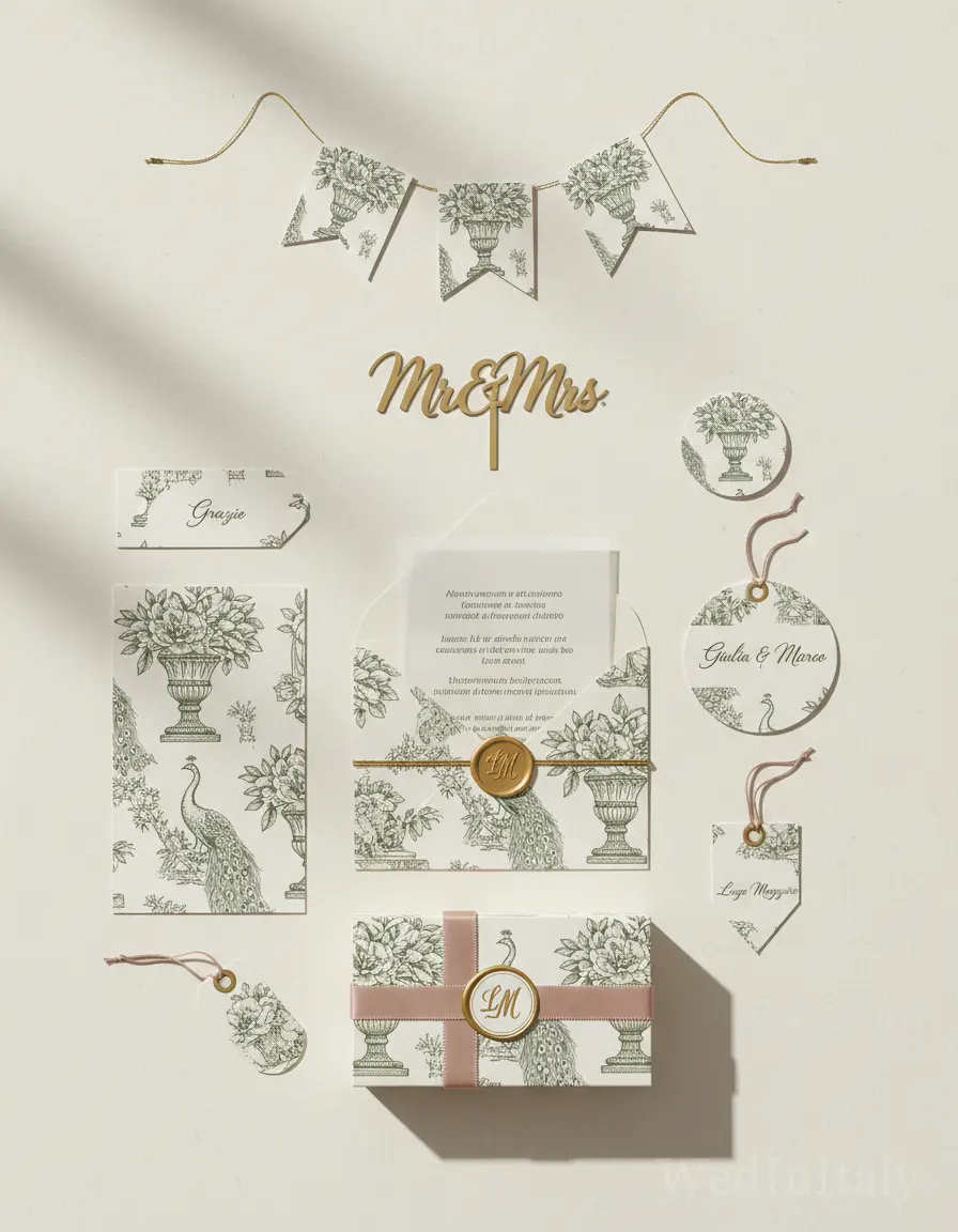 Toile de jouy — Lago Maggiore wedding kit