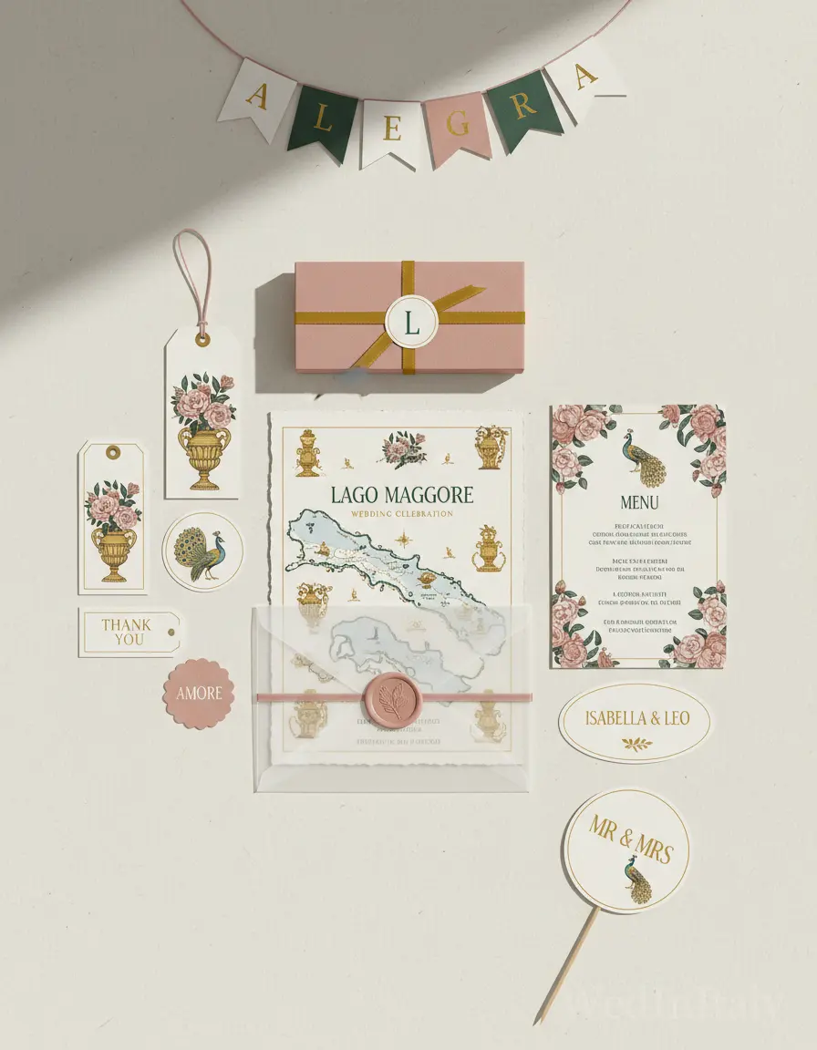 Mappa illustrata — Lago Maggiore wedding kit