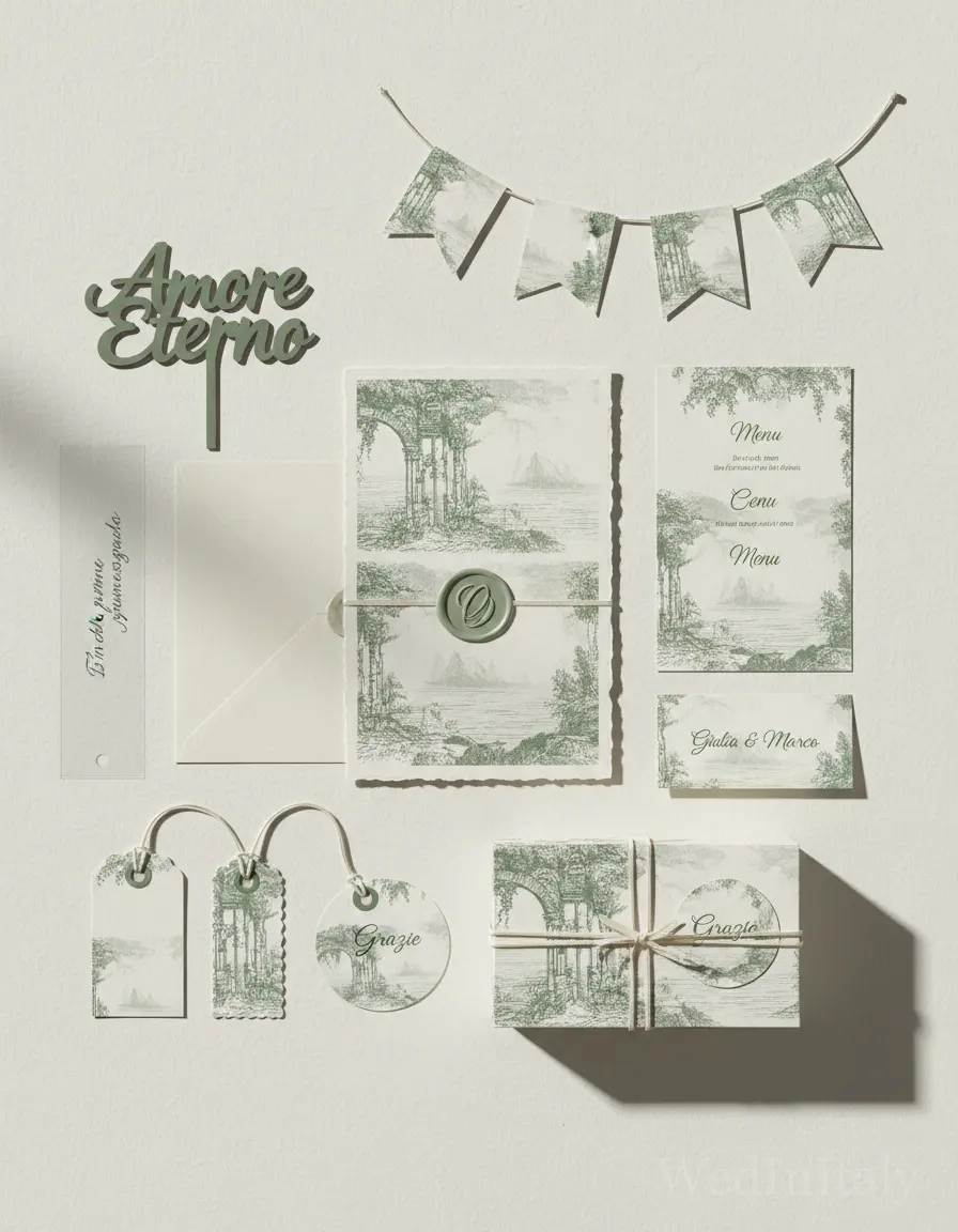Toile de jouy — Lago d'Orta wedding kit
