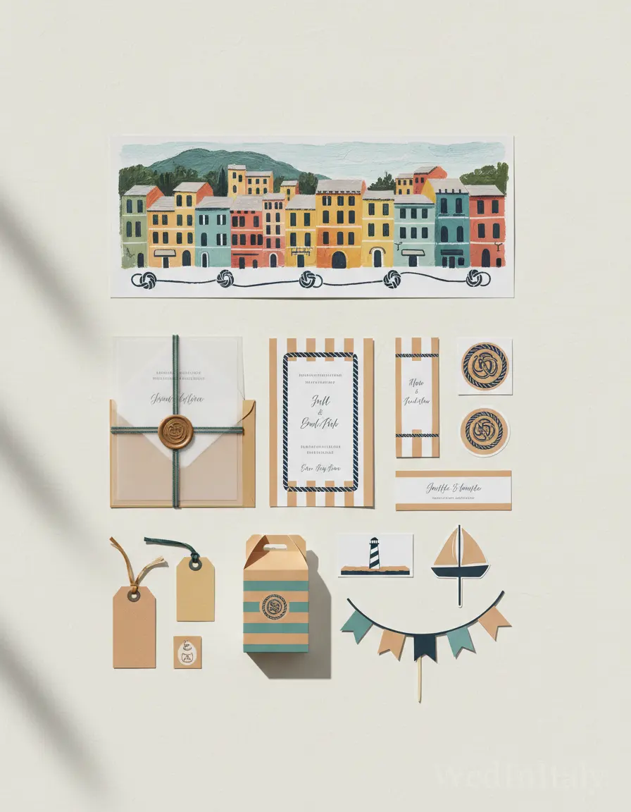 Gouache paesaggio — Portofino wedding kit