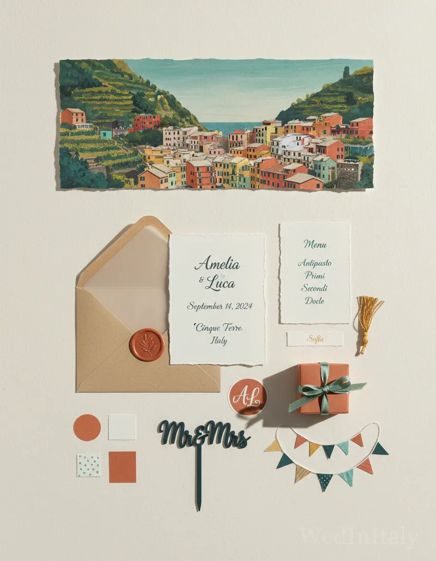 Gouache paesaggio — Cinque Terre wedding kit