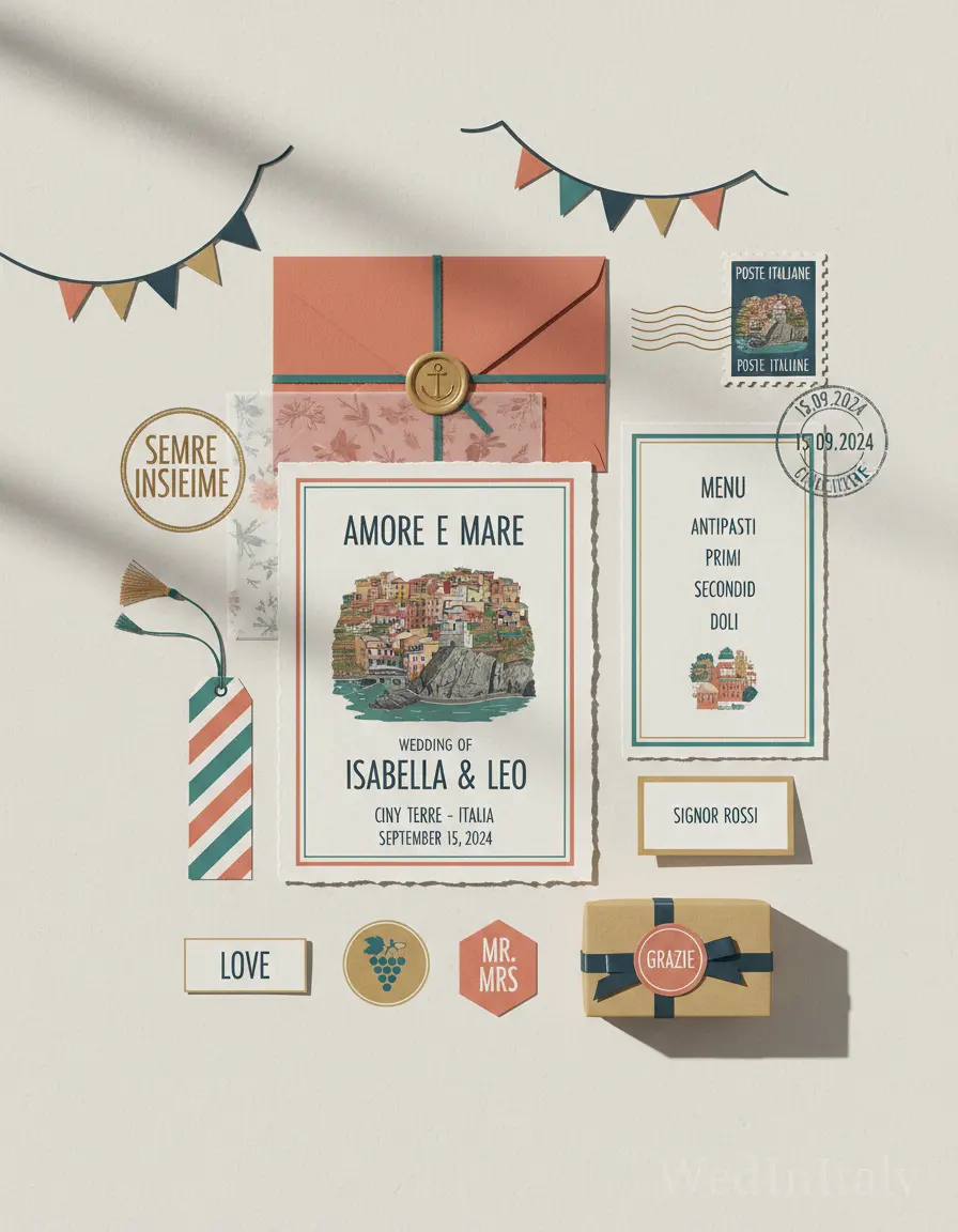 Cartolina vintage — Cinque Terre wedding kit