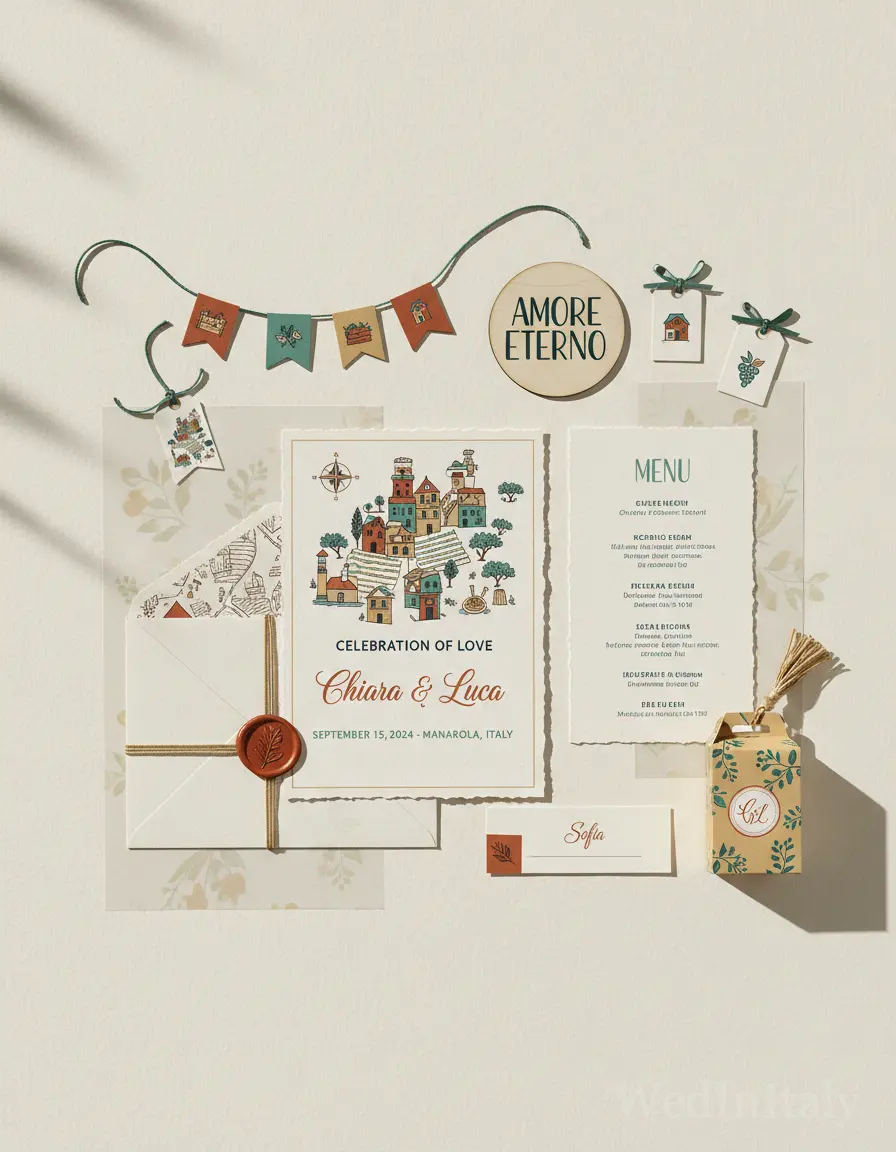 Mappa illustrata — Cinque Terre wedding kit