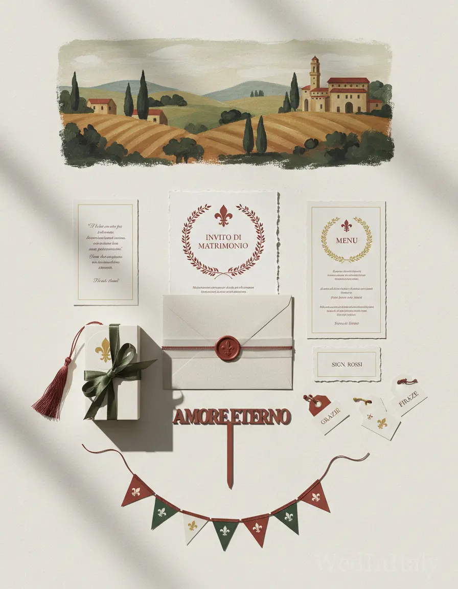 Gouache paesaggio — Firenze wedding kit