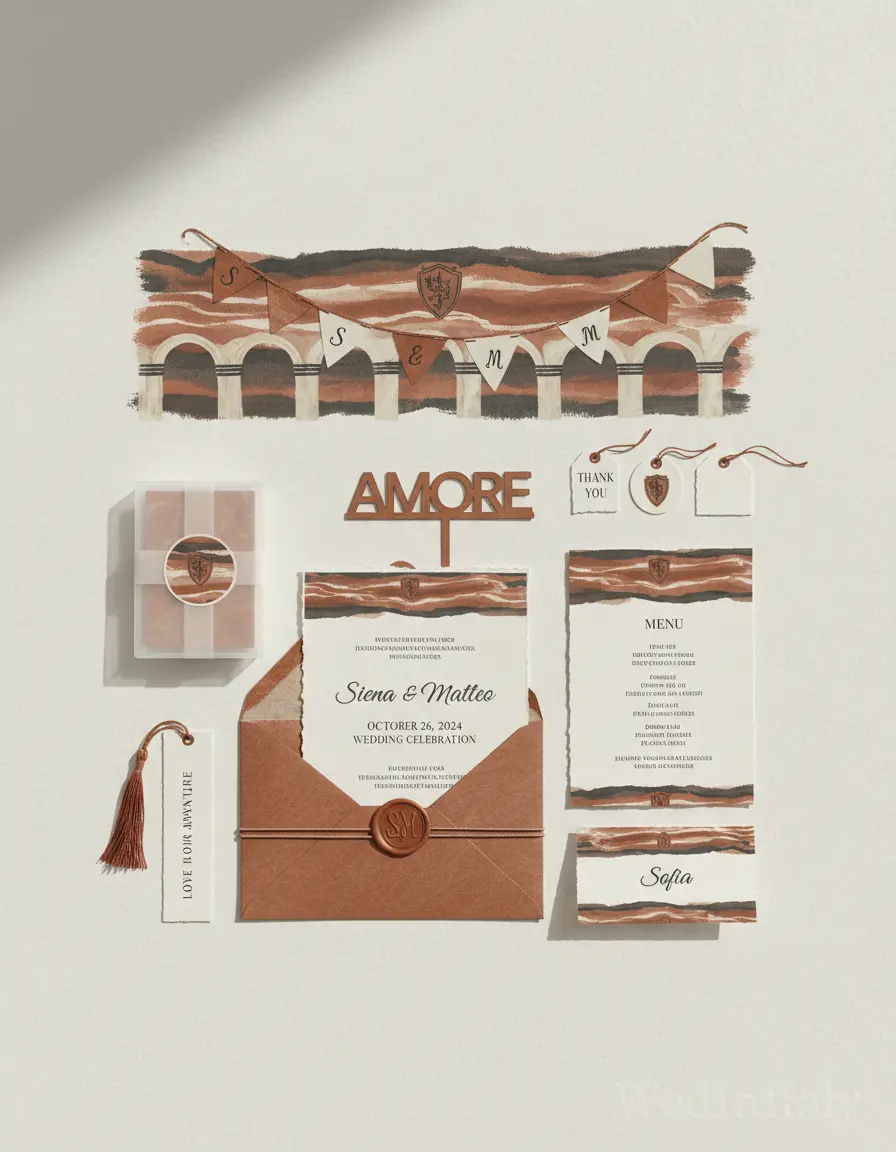 Gouache paesaggio — Siena wedding kit