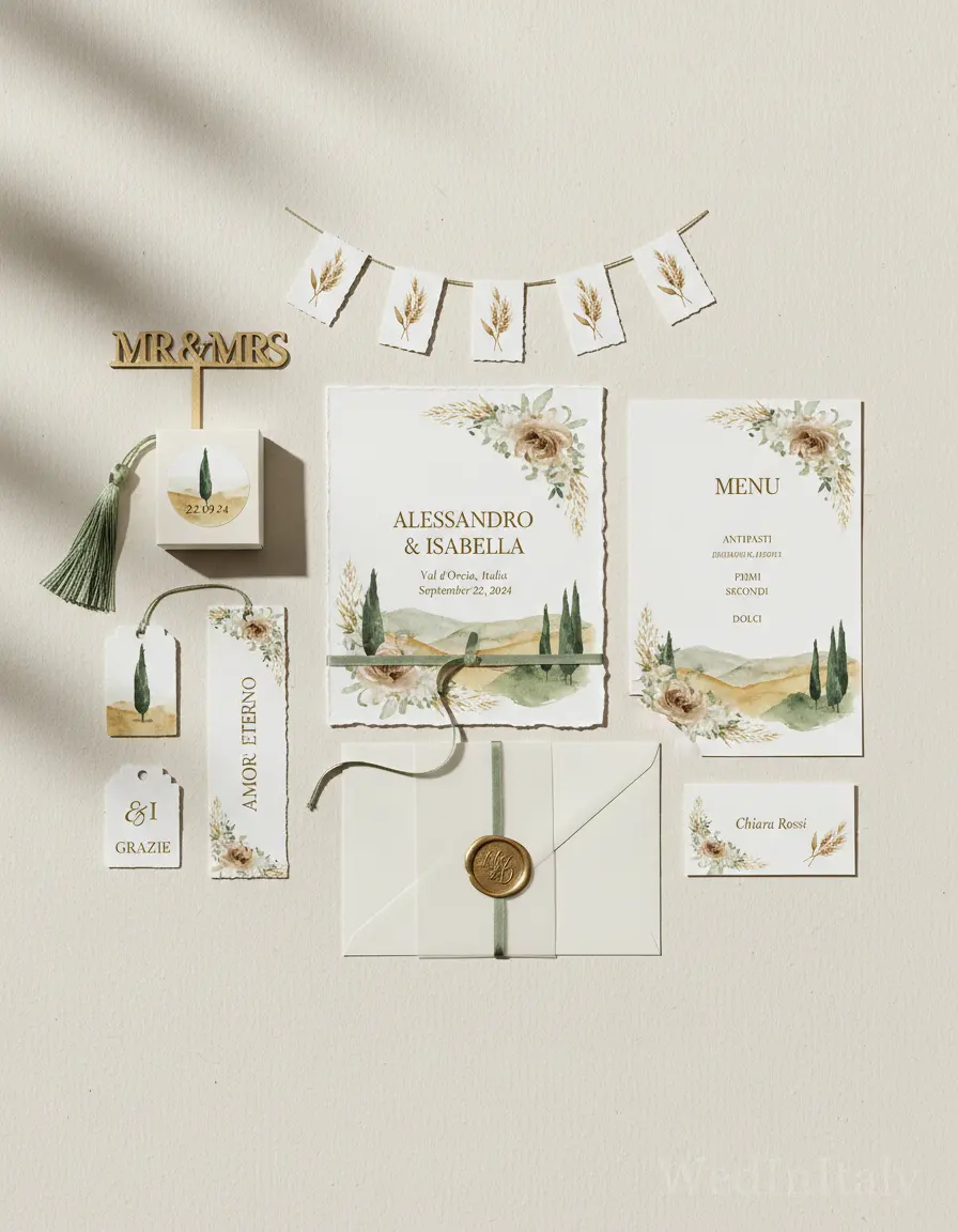 Val d'Orcia — illustrated wedding kit