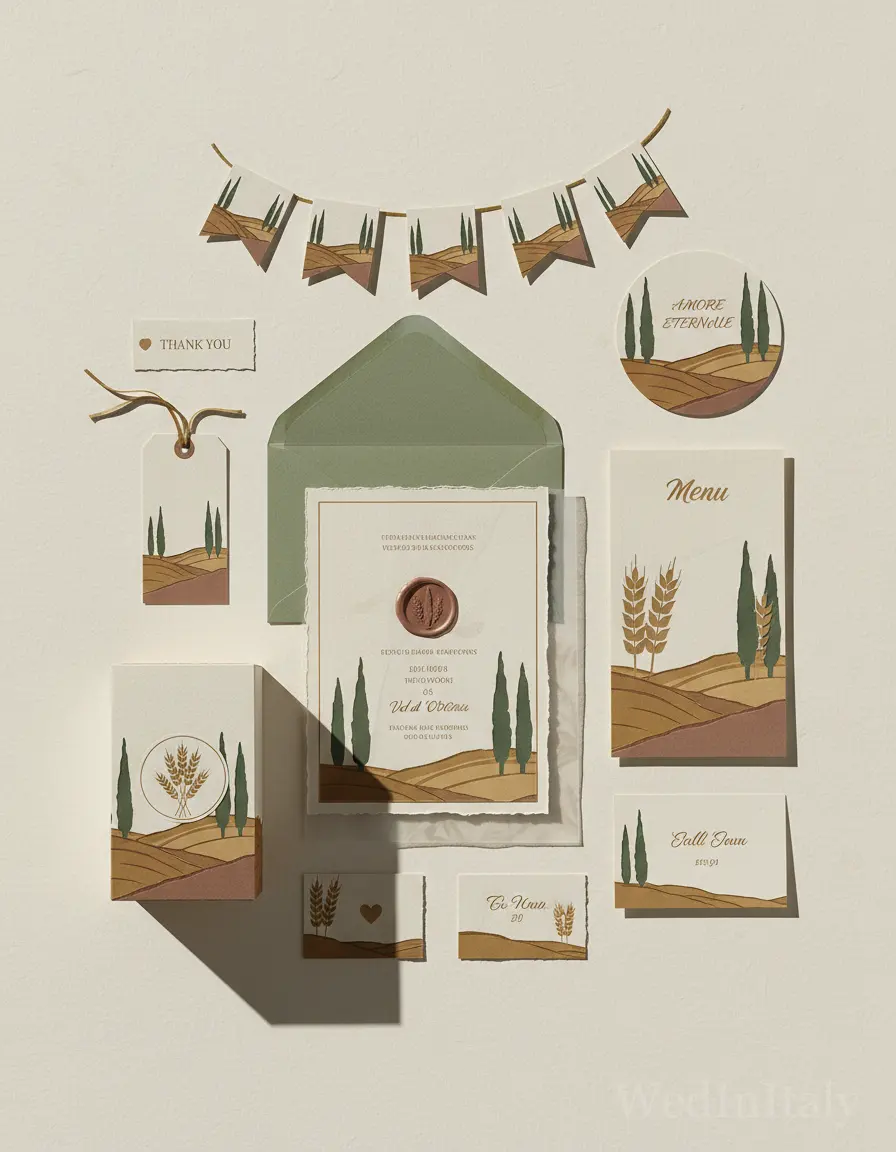 Silhouette ritagliata — Val d'Orcia wedding kit