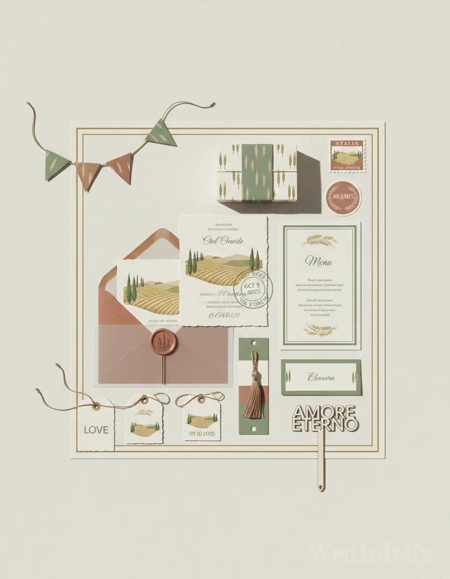Cartolina vintage — Val d'Orcia wedding kit