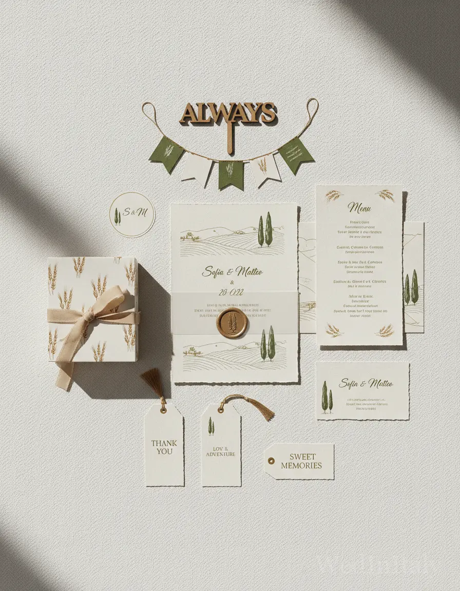 Spina di pesce — Val d'Orcia wedding kit