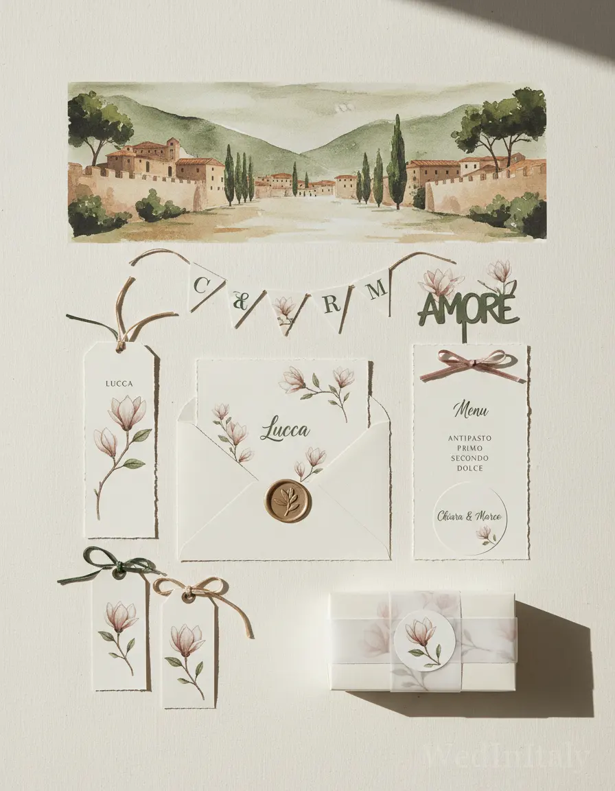 Gouache paesaggio — Lucca wedding kit