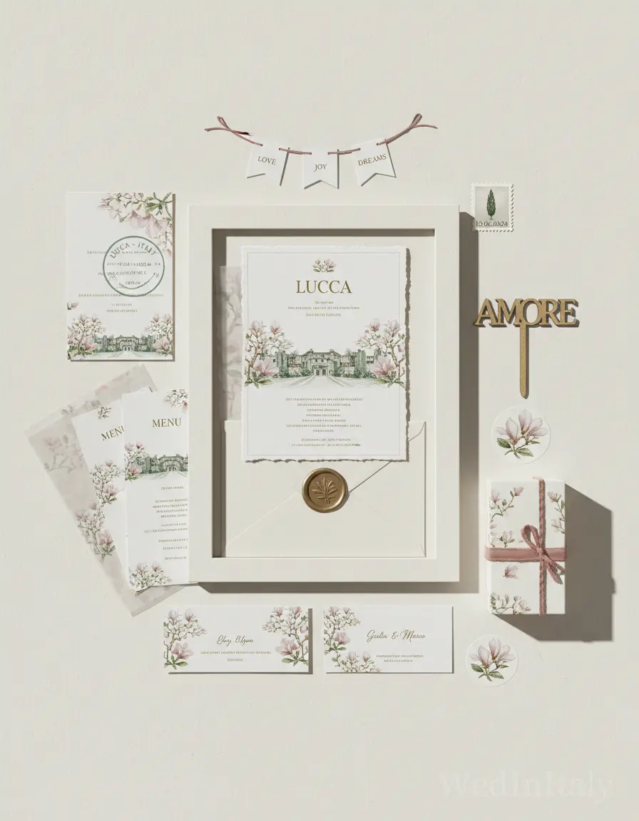 Cartolina vintage — Lucca wedding kit