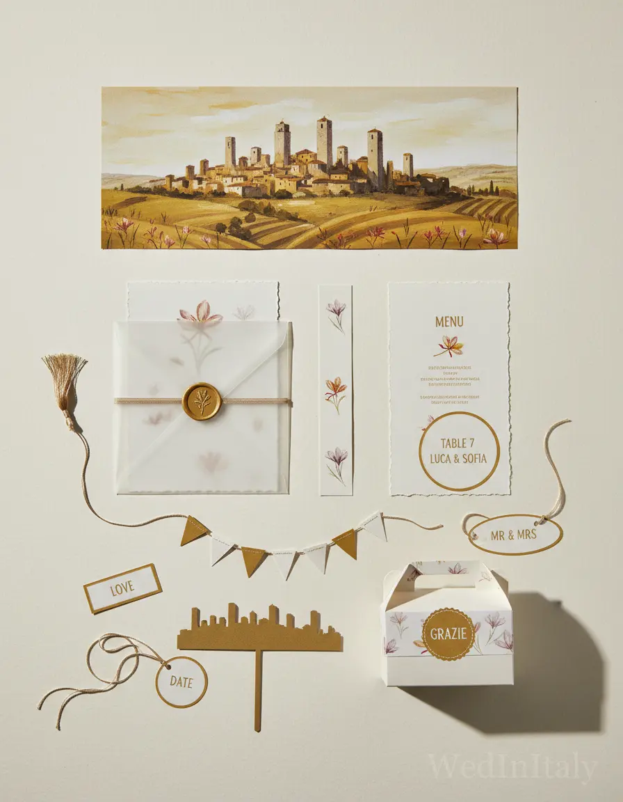Gouache paesaggio — San Gimignano wedding kit
