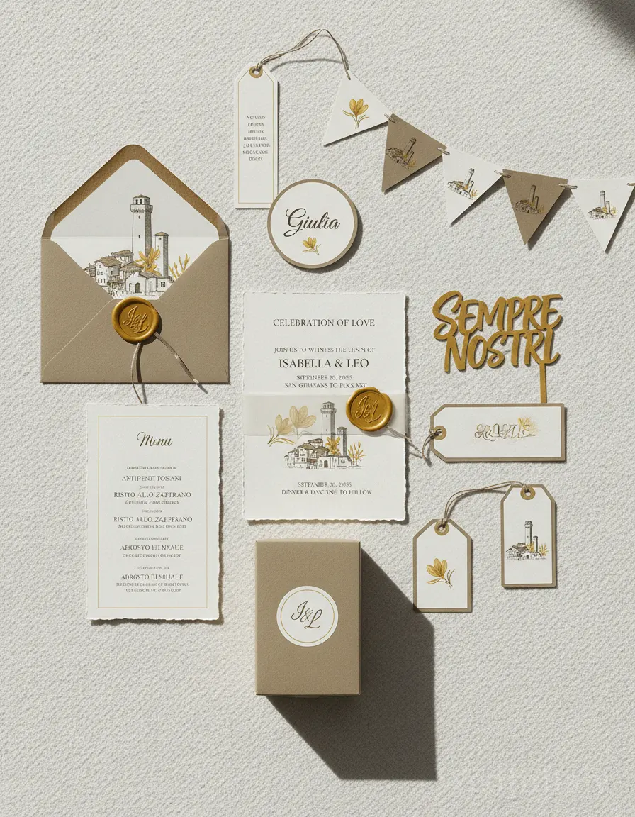 Spina di pesce — San Gimignano wedding kit