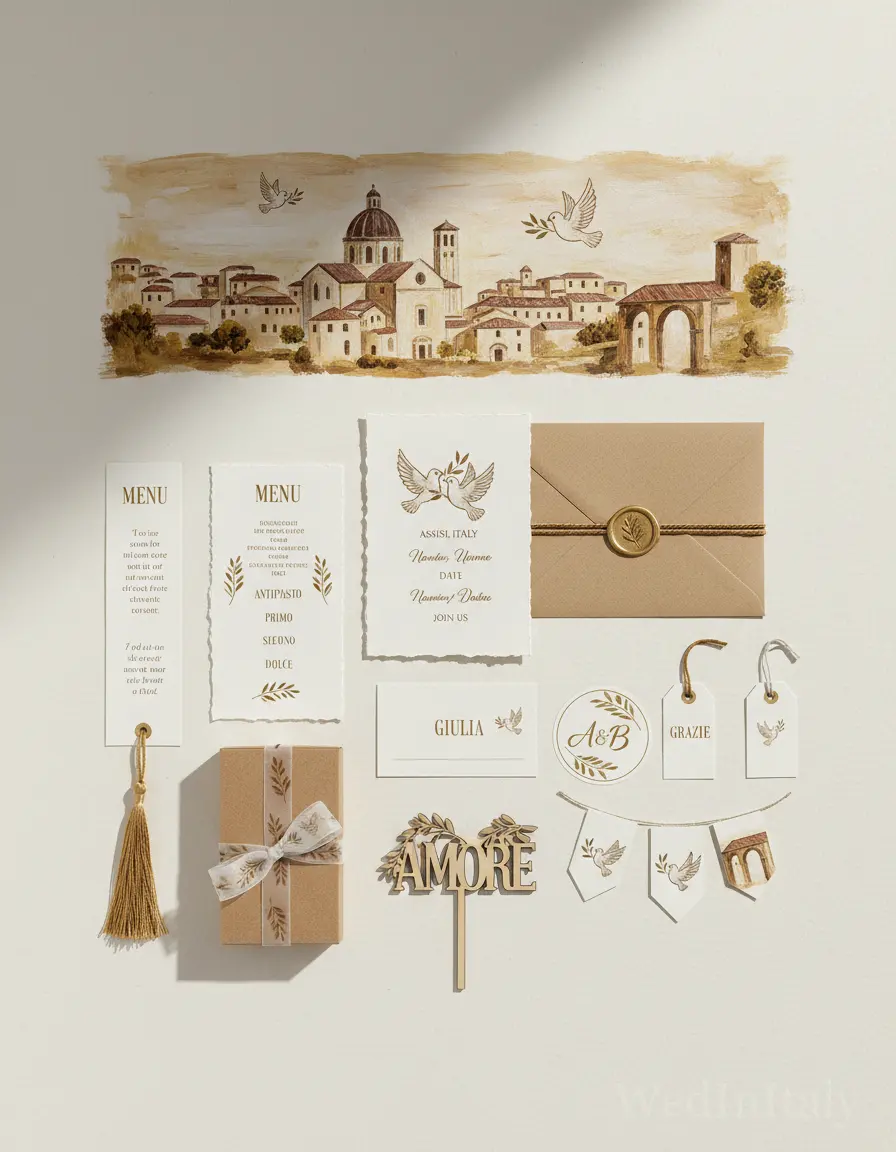 Gouache paesaggio — Assisi wedding kit