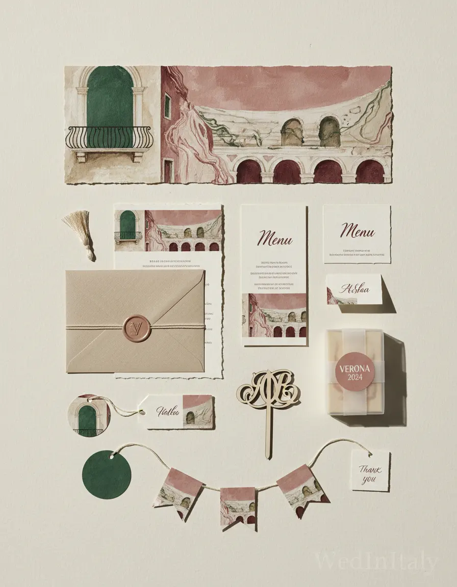 Gouache paesaggio — Verona wedding kit
