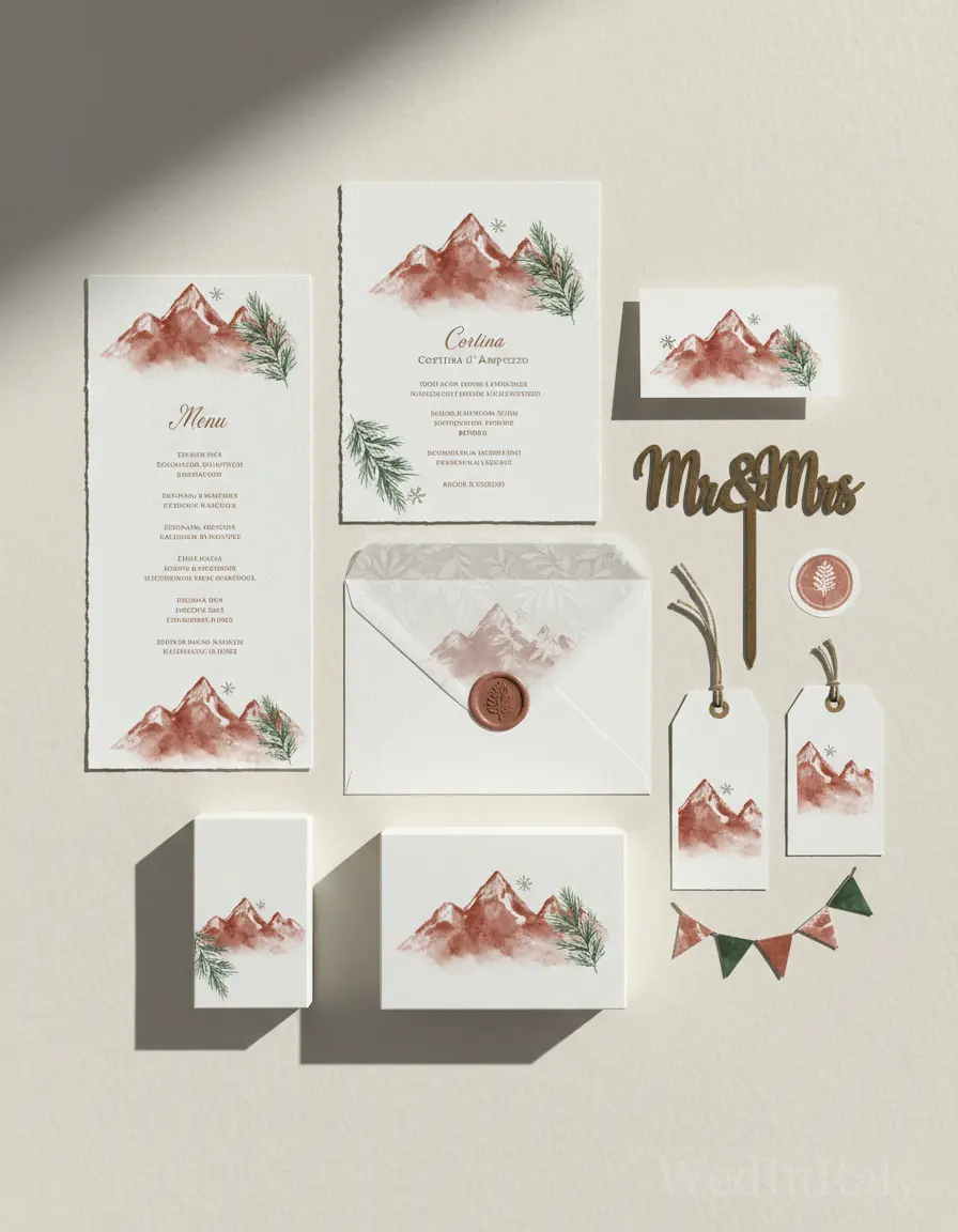 Cortina d'Ampezzo — illustrated wedding kit