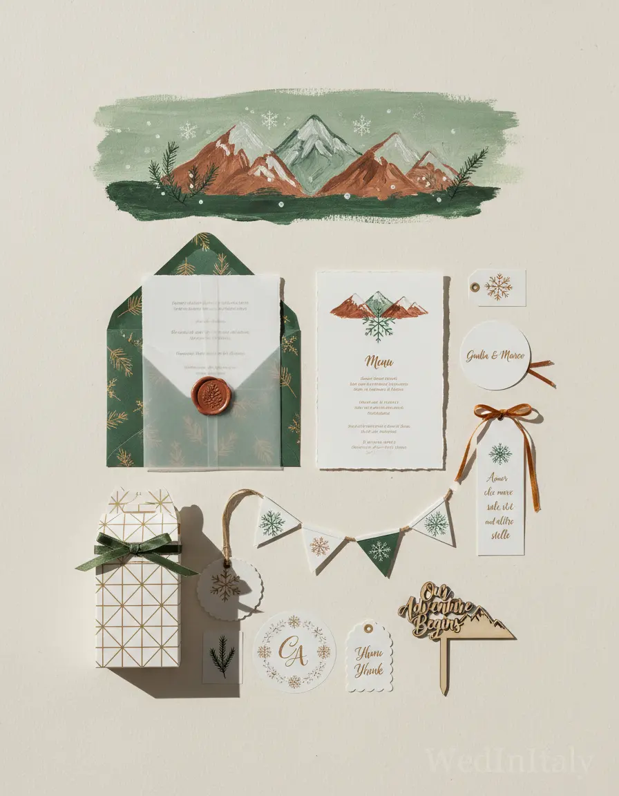 Gouache paesaggio — Cortina d'Ampezzo wedding kit