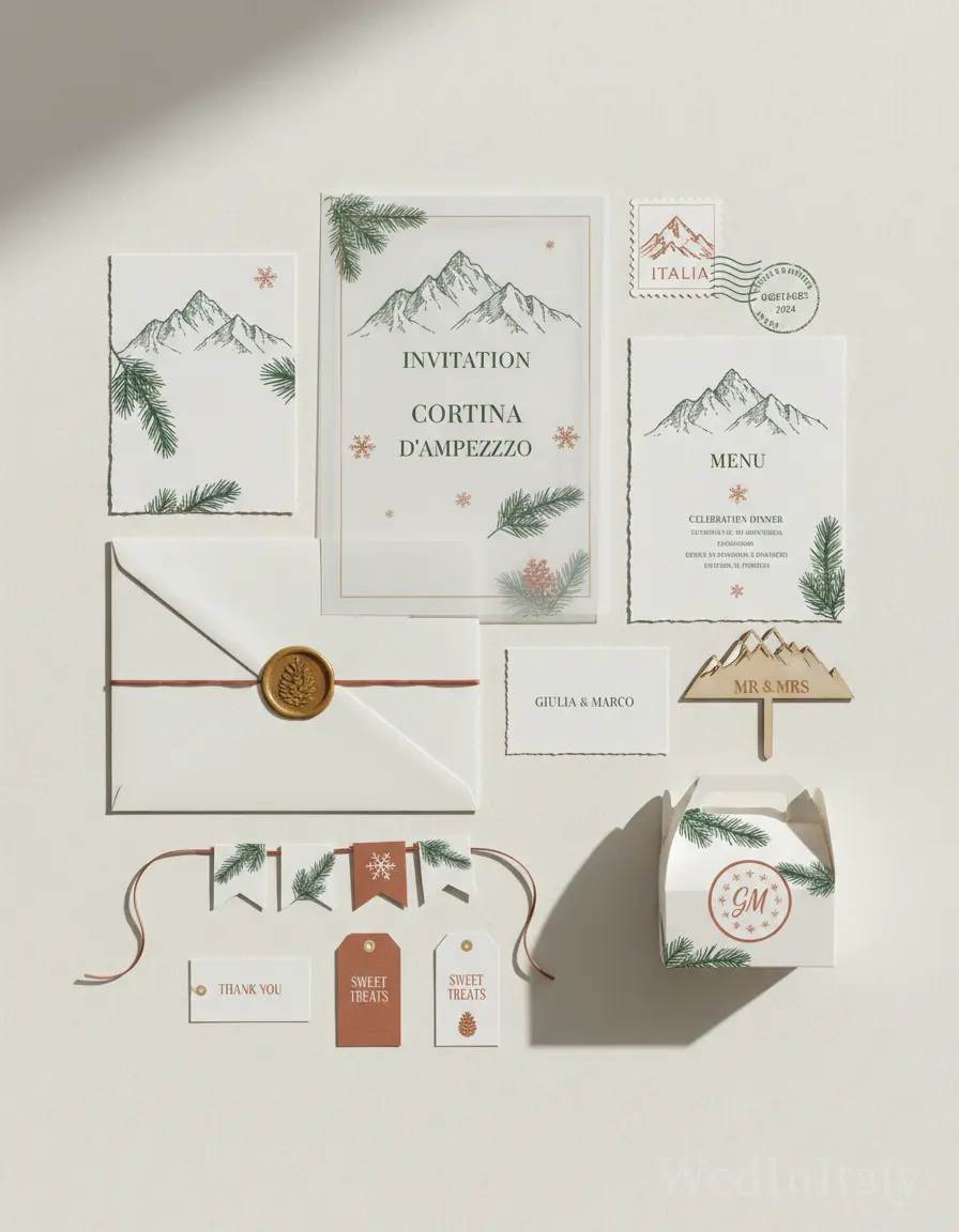 Cartolina vintage — Cortina d'Ampezzo wedding kit
