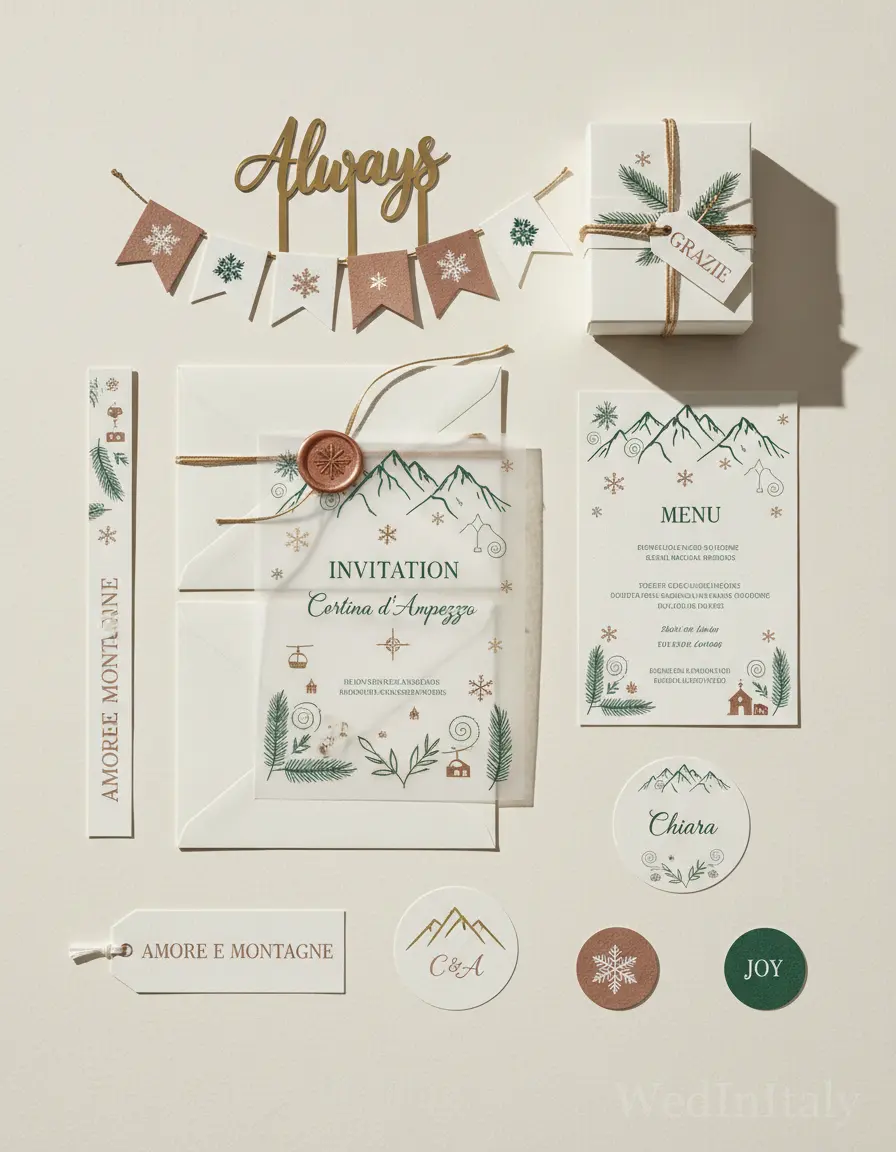 Mappa illustrata — Cortina d'Ampezzo wedding kit