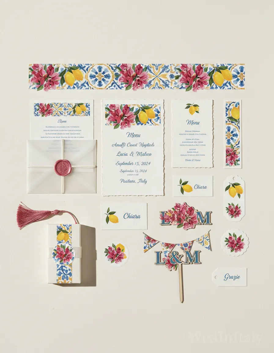 Gouache paesaggio — Positano wedding kit