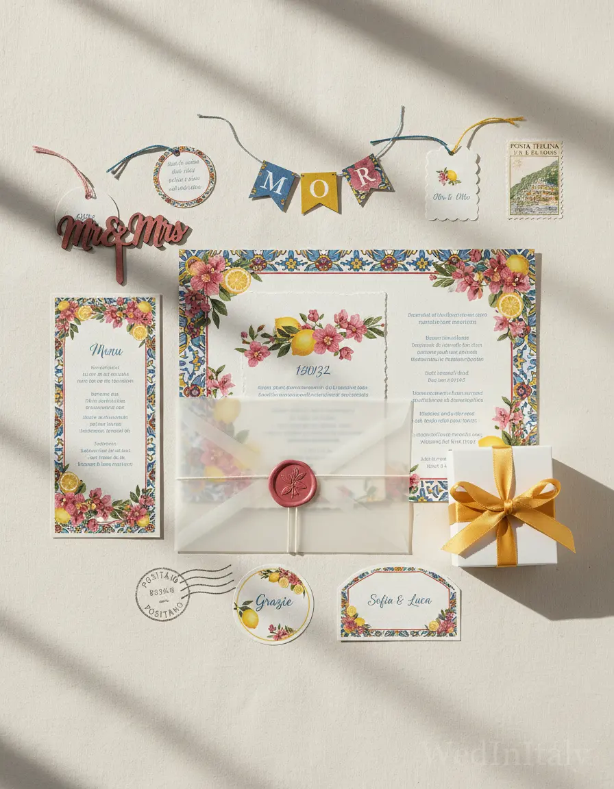 Cartolina vintage — Positano wedding kit
