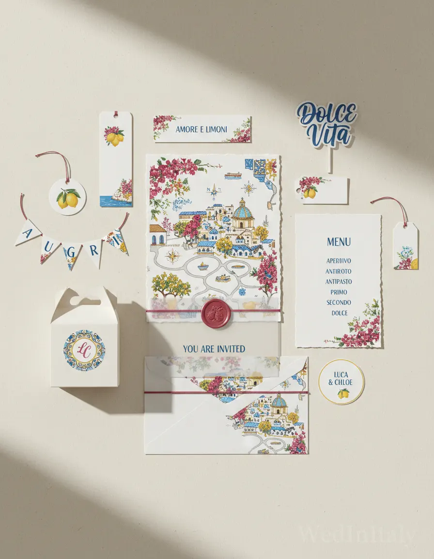 Mappa illustrata — Positano wedding kit