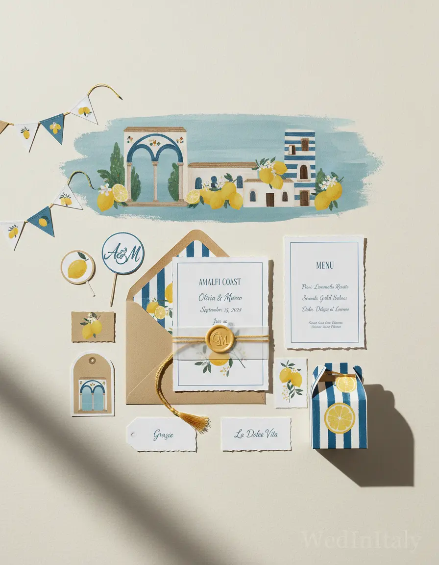 Gouache paesaggio — Amalfi wedding kit